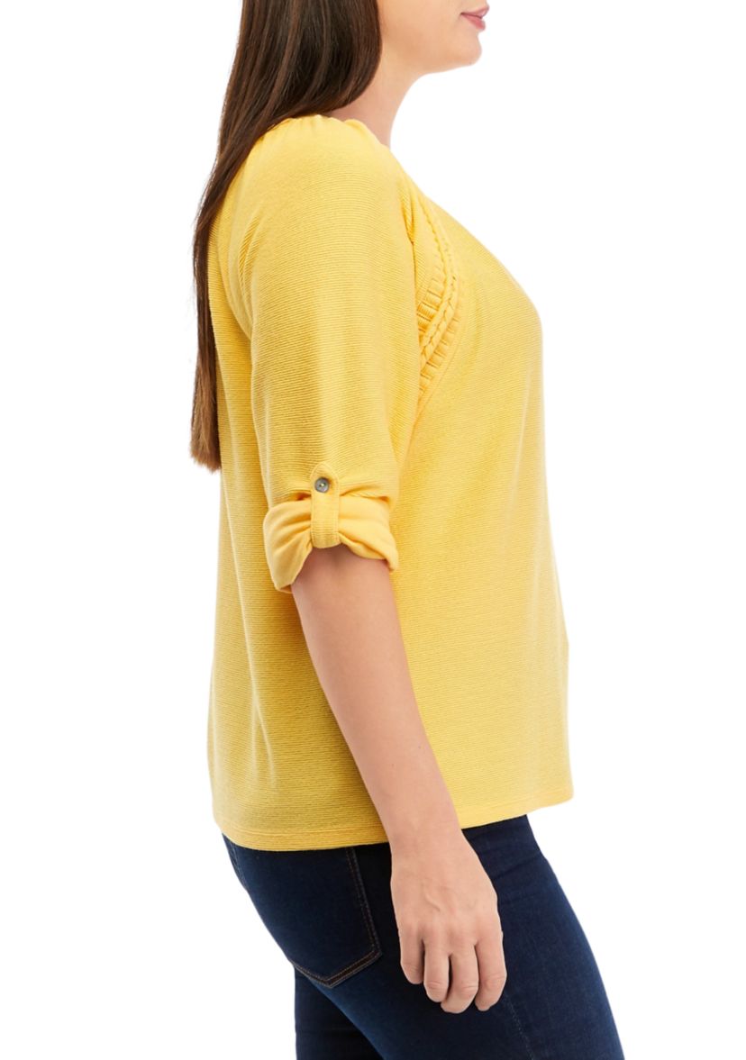 Womens Roll Tab Knit Top