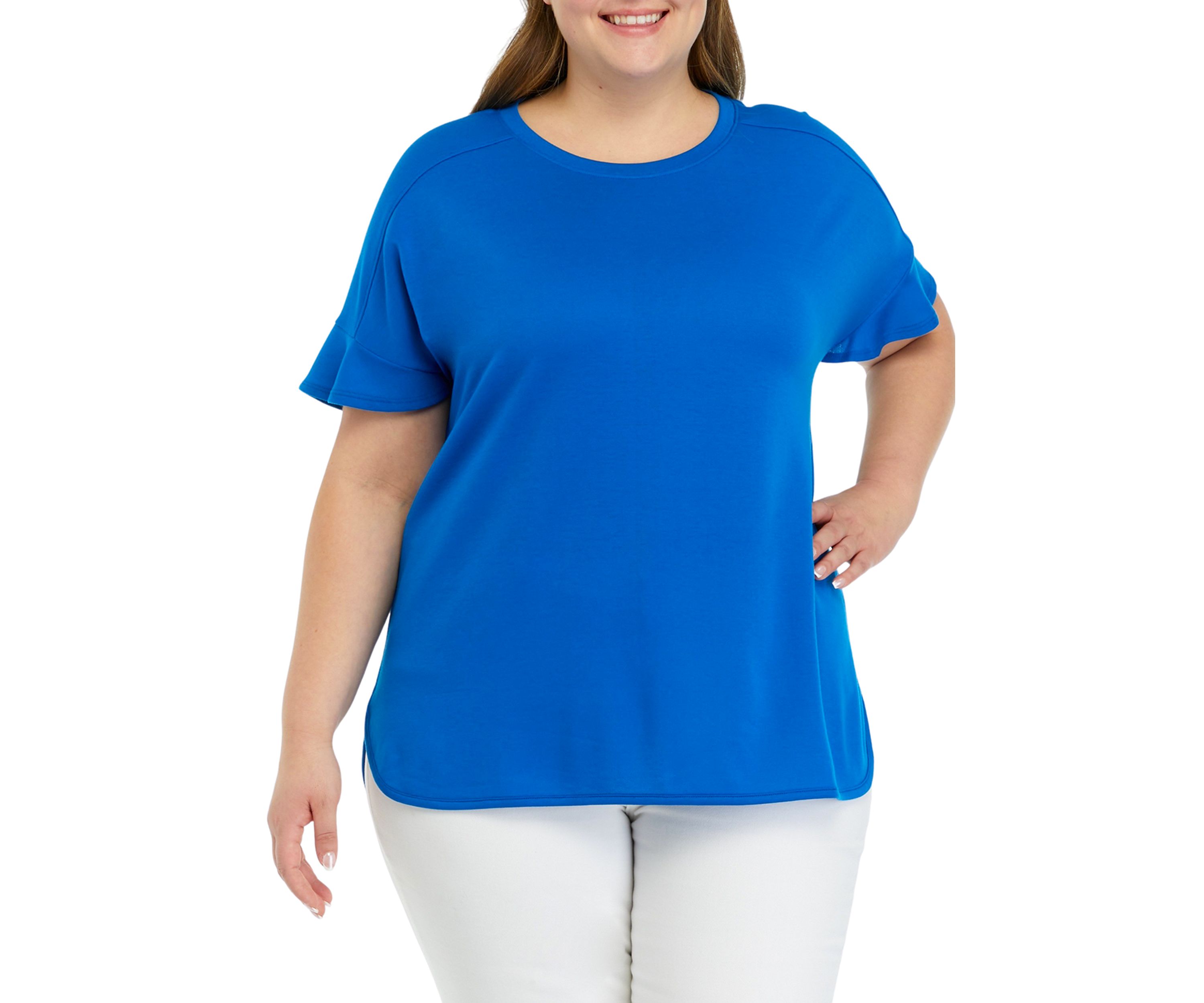 Plus Size Smile Hem Flounce T-Shirt 