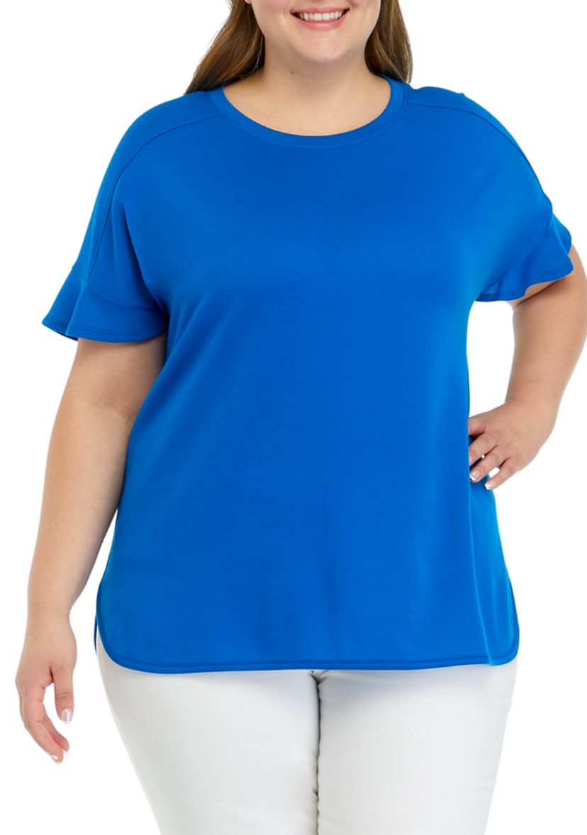 Plus Size Smile Hem Flounce T-Shirt 