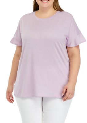 Cupio Women's Plus Size Smile Hem Flounce T-Shirt, 3X