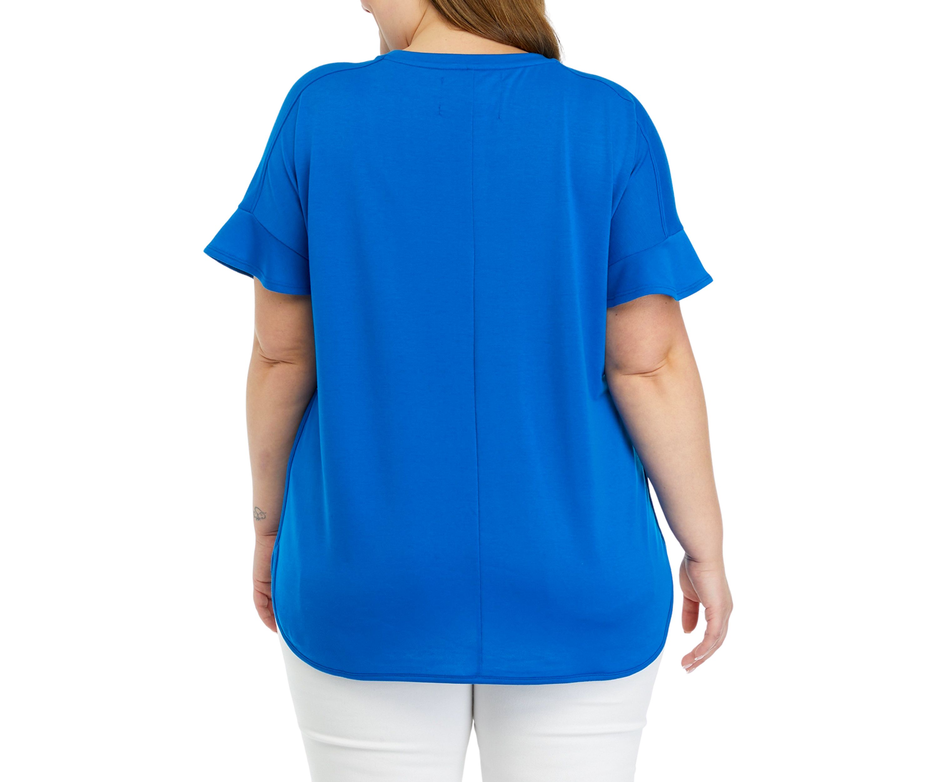 Plus Size Smile Hem Flounce T-Shirt 