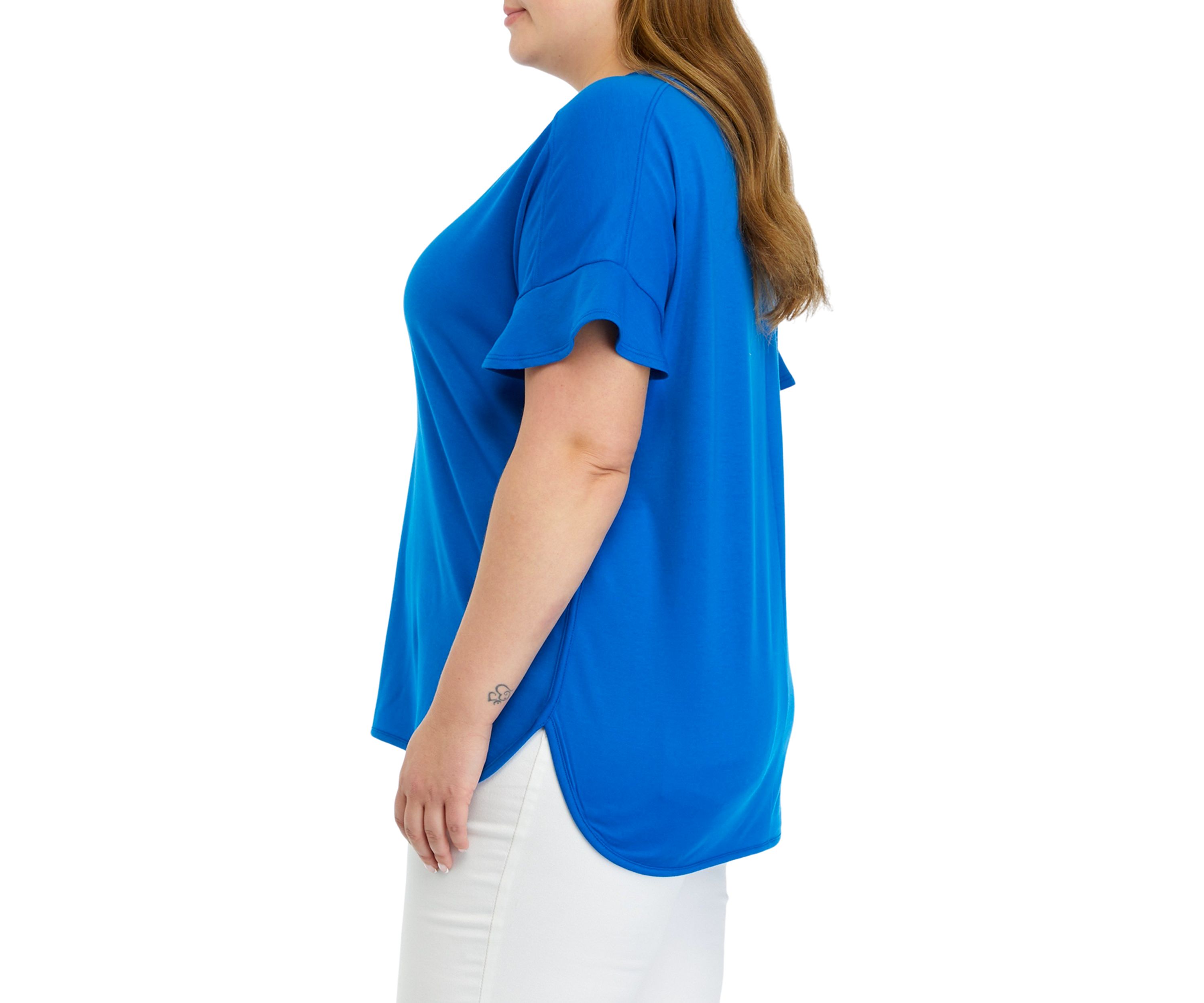Plus Size Smile Hem Flounce T-Shirt 