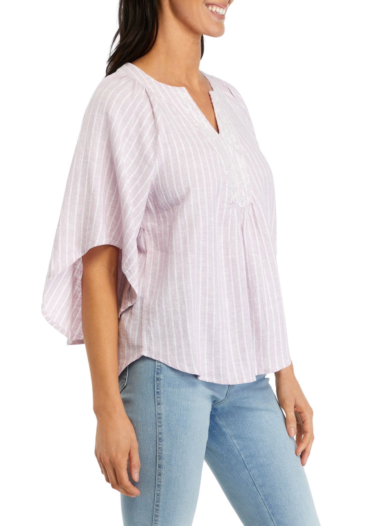 Womens 3/4 Flutter Sleeve Top