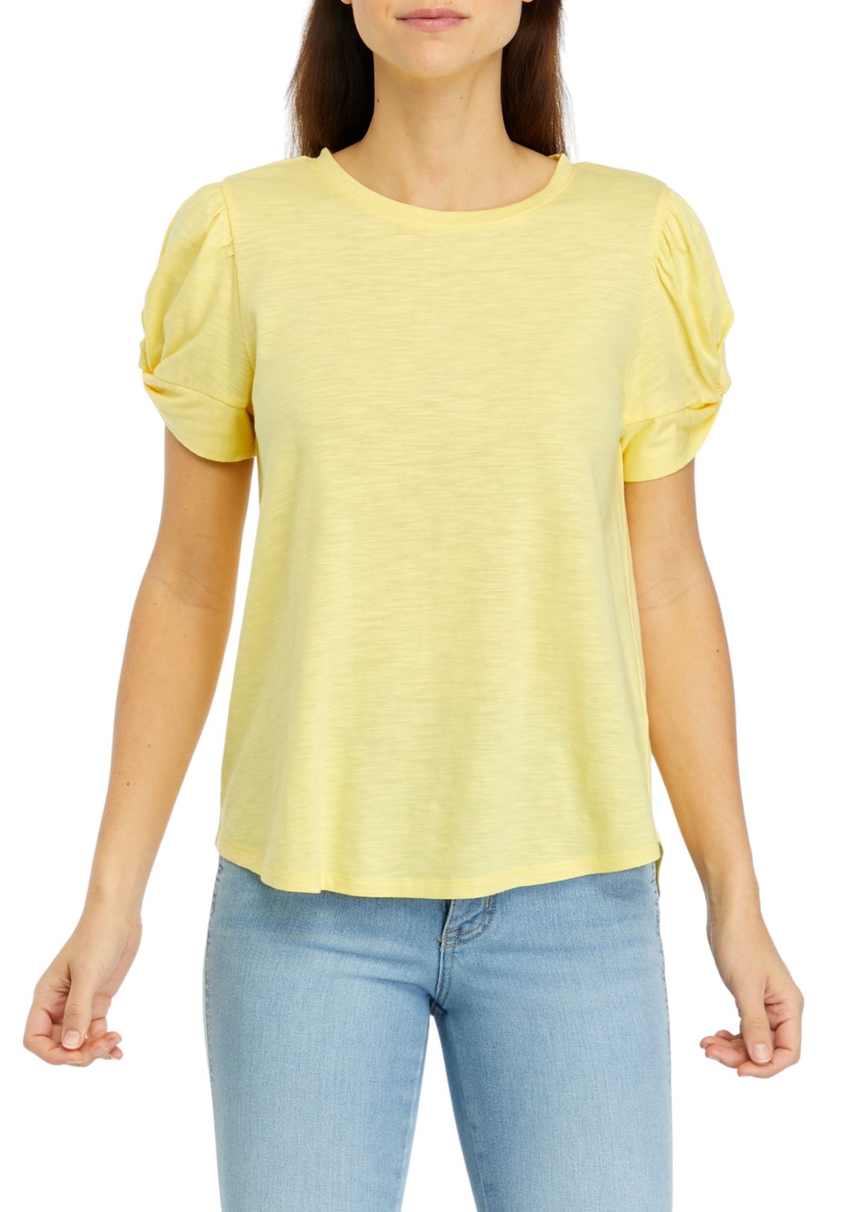 Womens Puff Sleeve Knit Top
