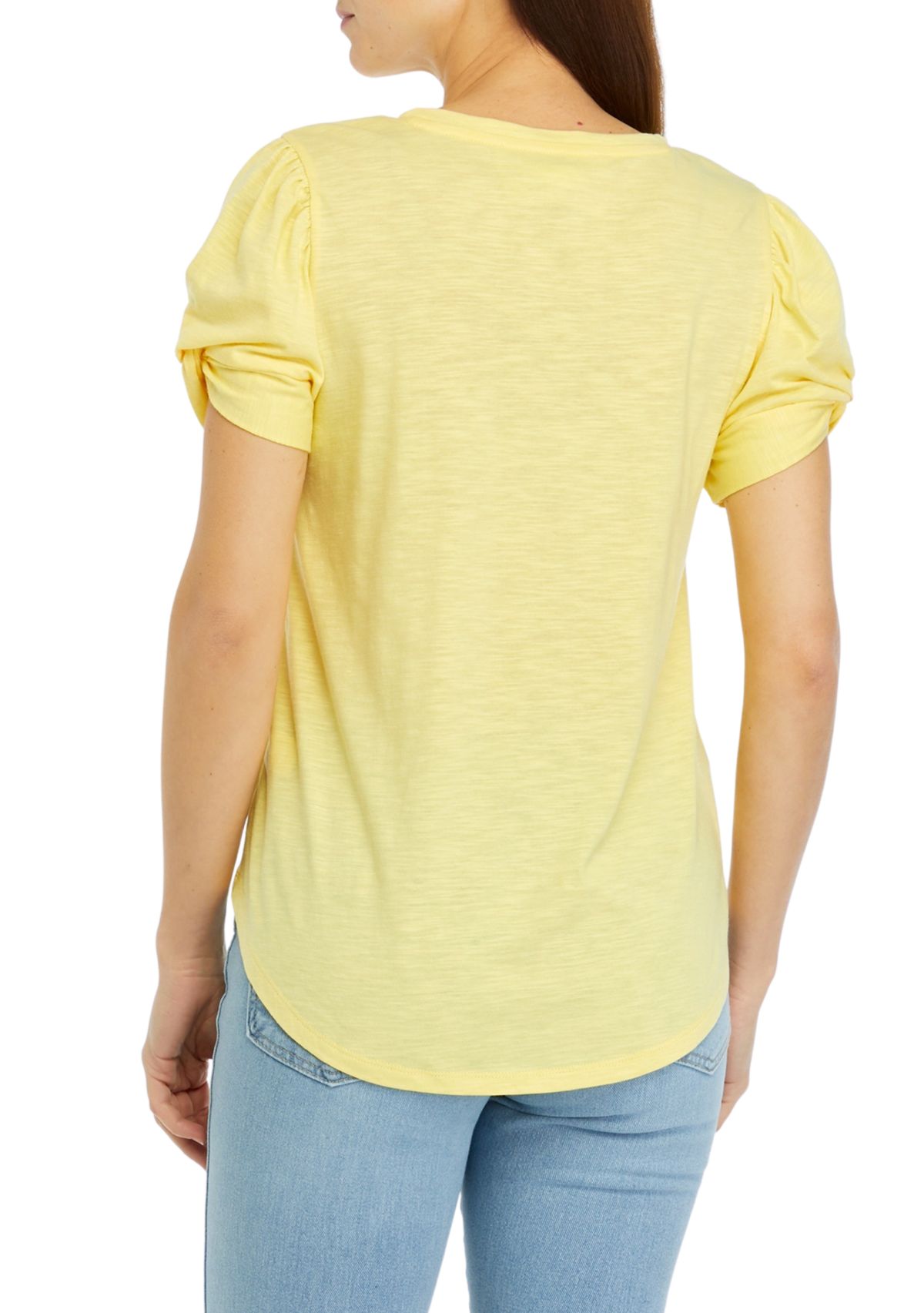 Womens Puff Sleeve Knit Top