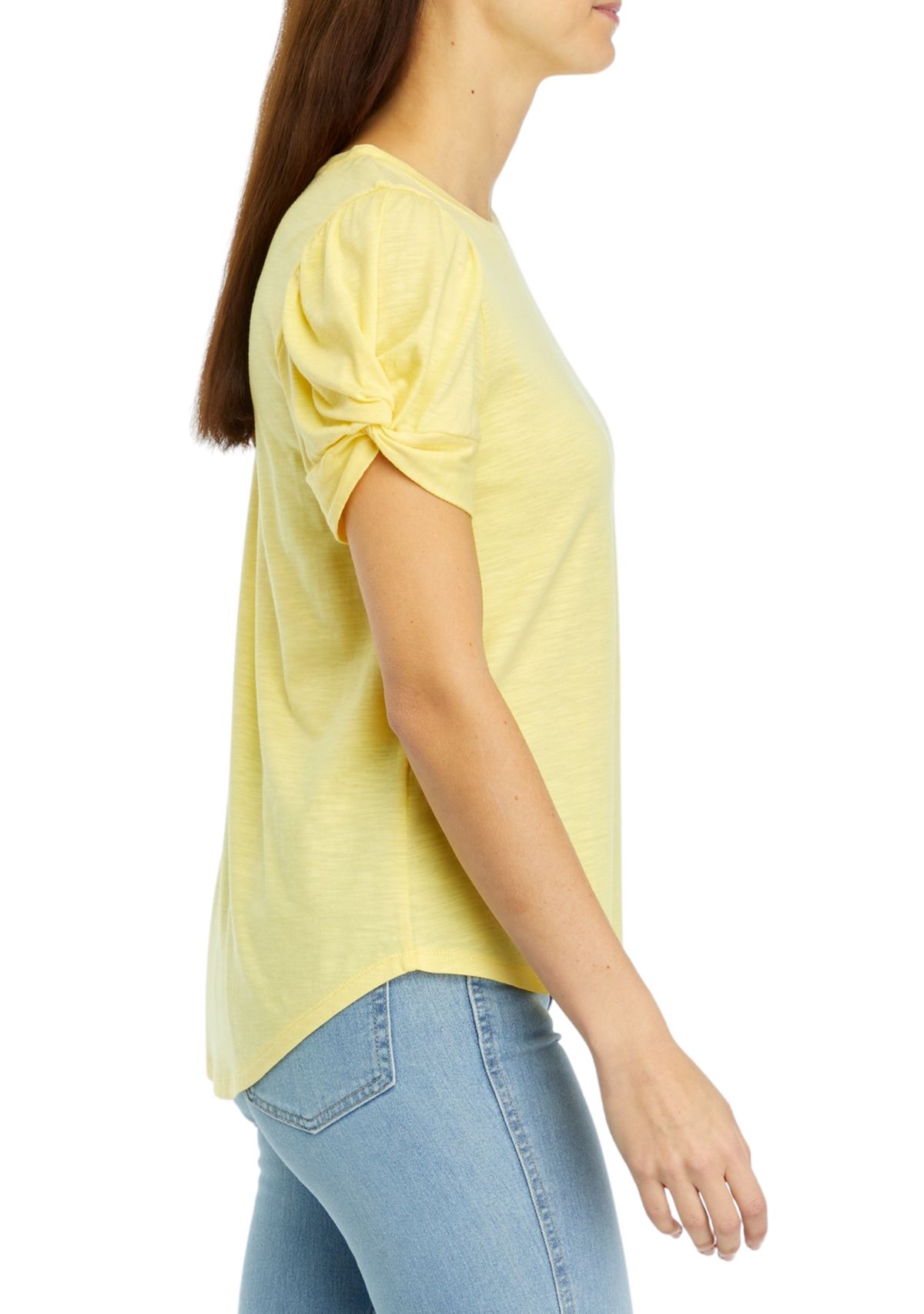 Womens Puff Sleeve Knit Top