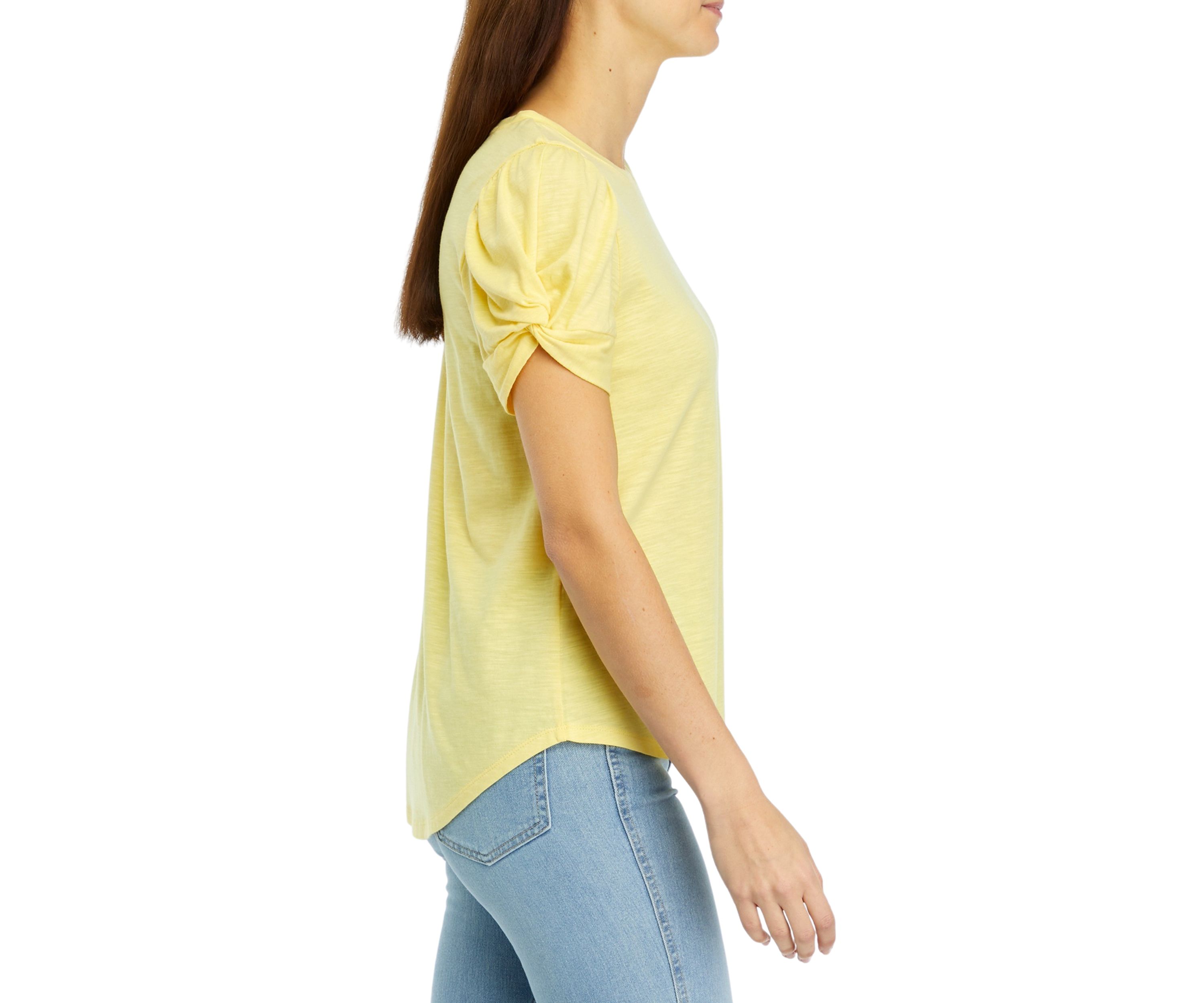 Womens Puff Sleeve Knit Top
