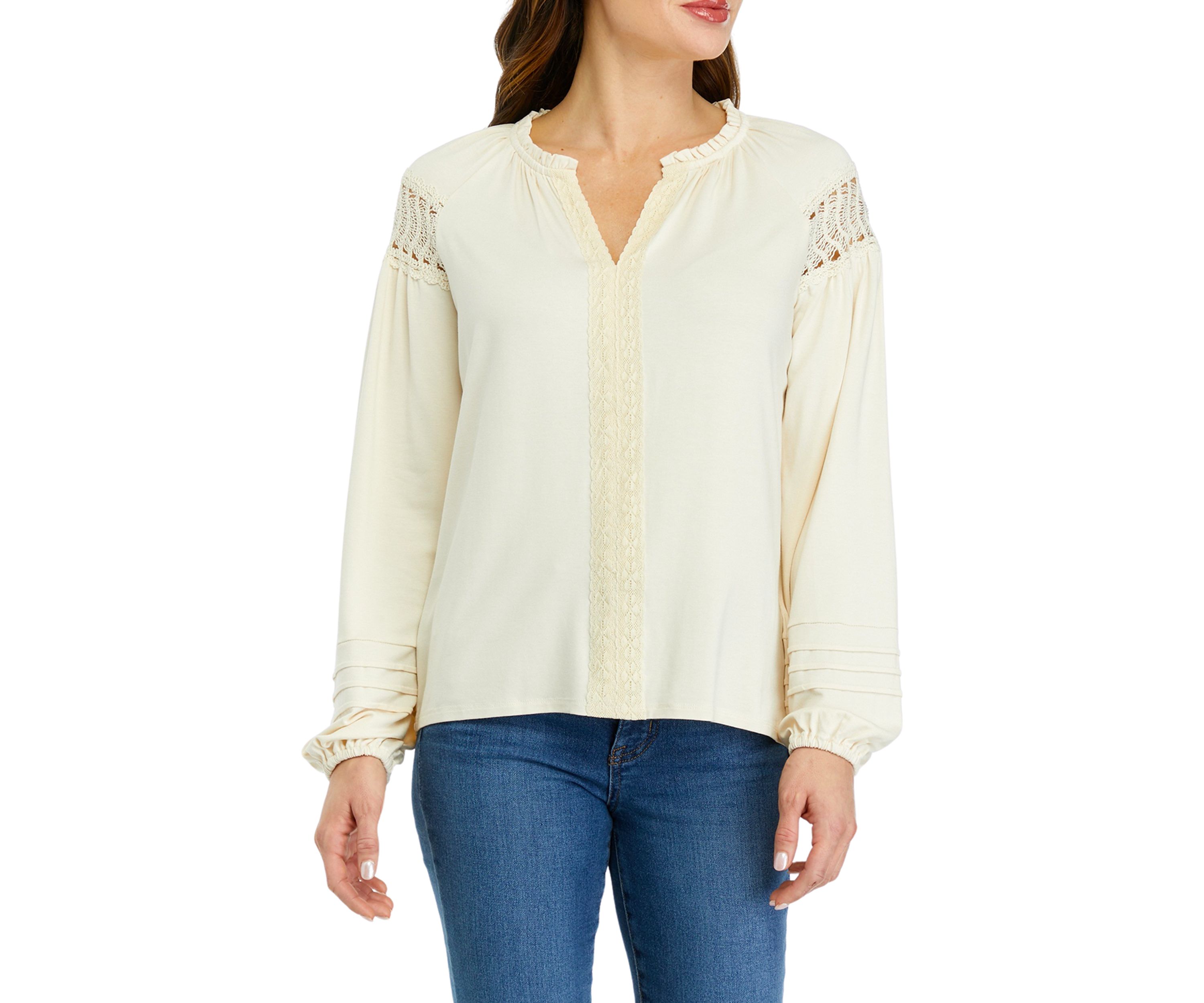 Womens Lace Inset Knit Top