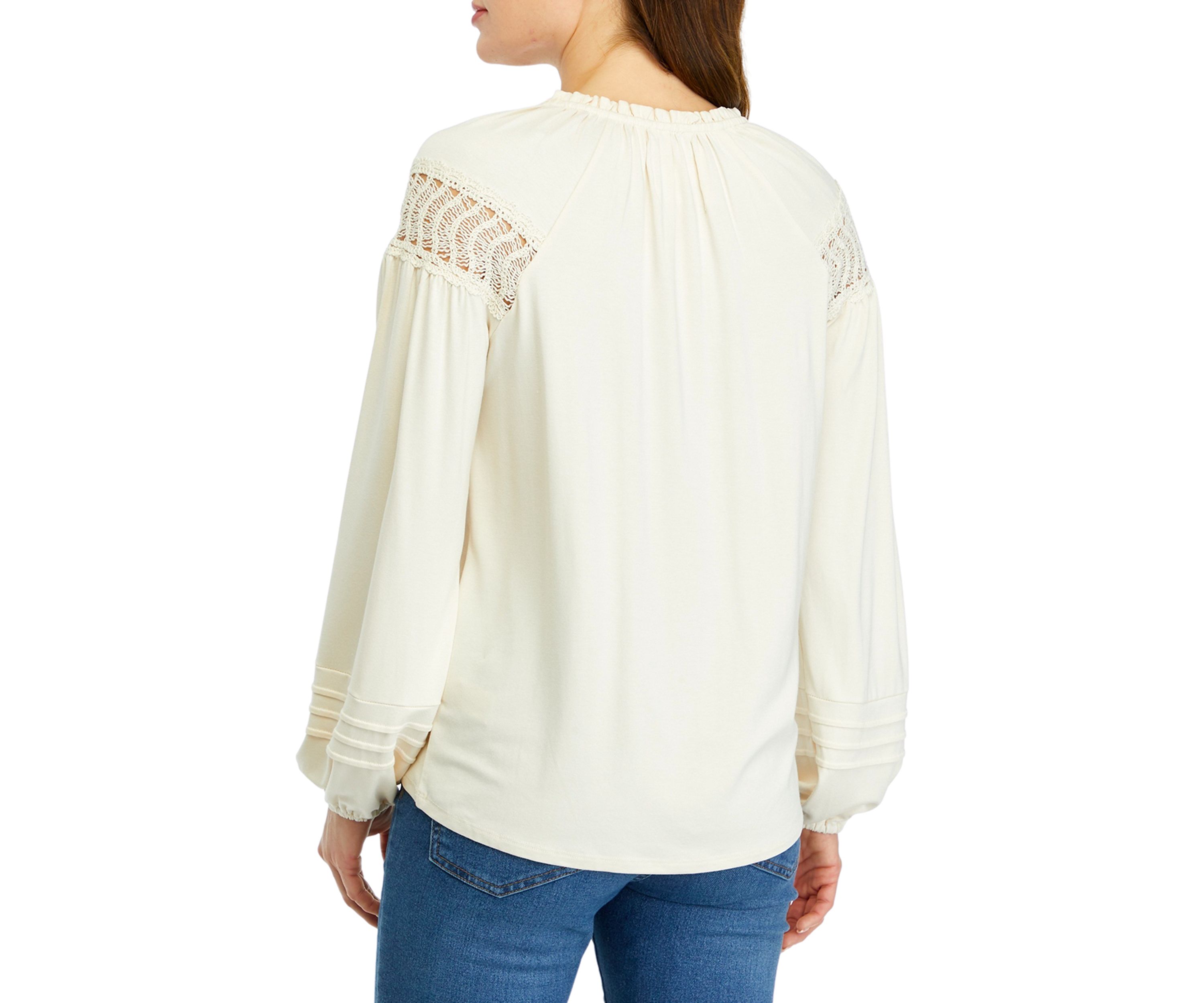 Womens Lace Inset Knit Top