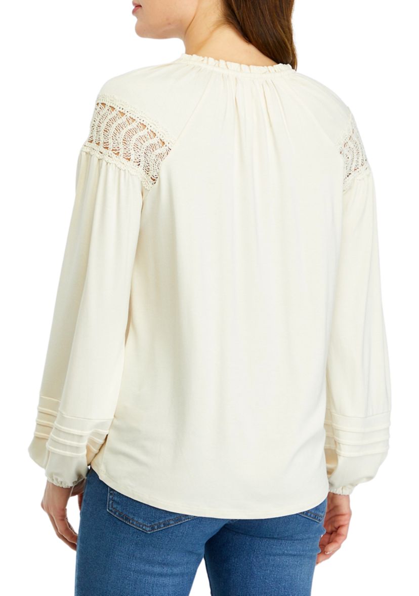 Womens Lace Inset Knit Top