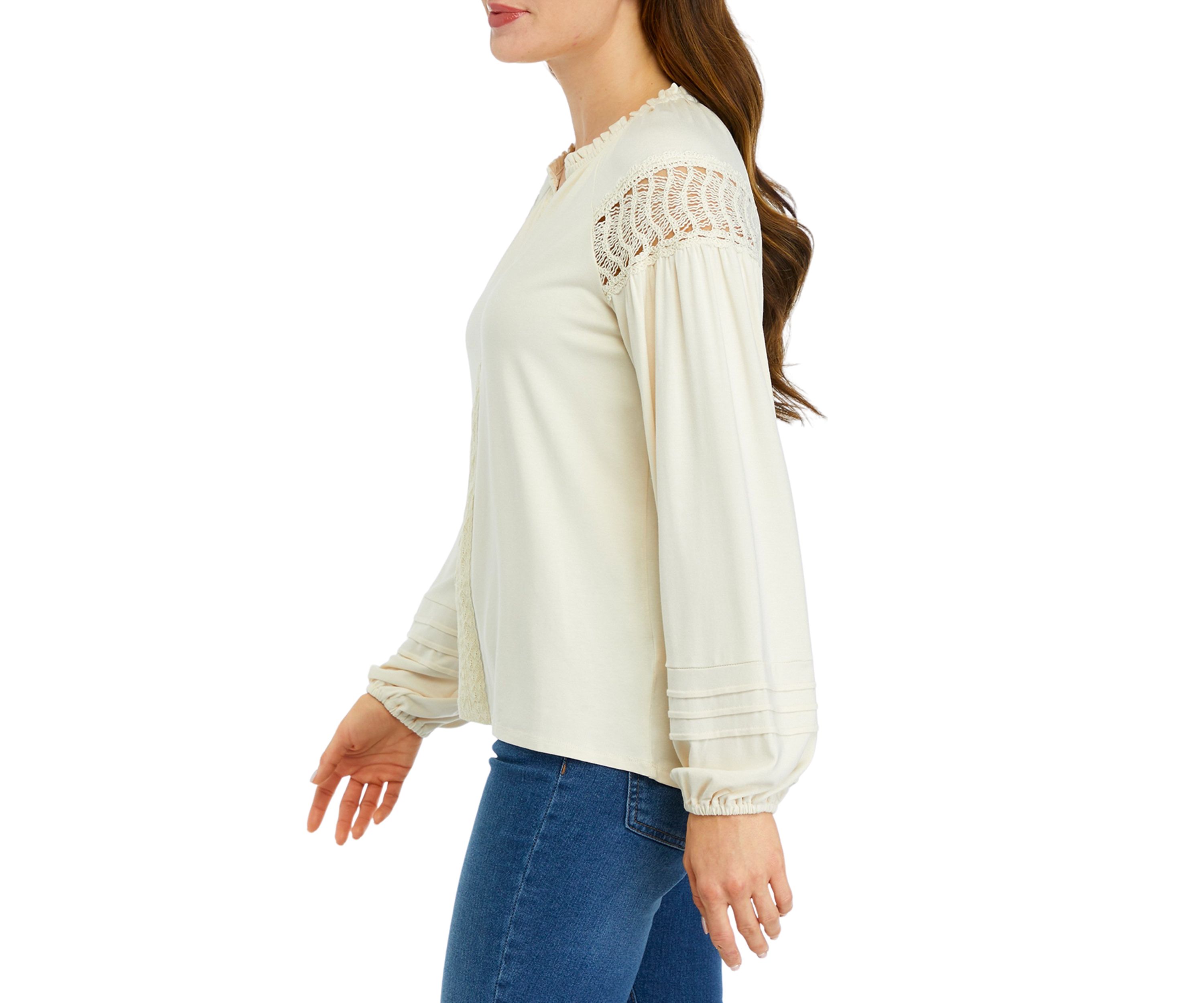 Womens Lace Inset Knit Top