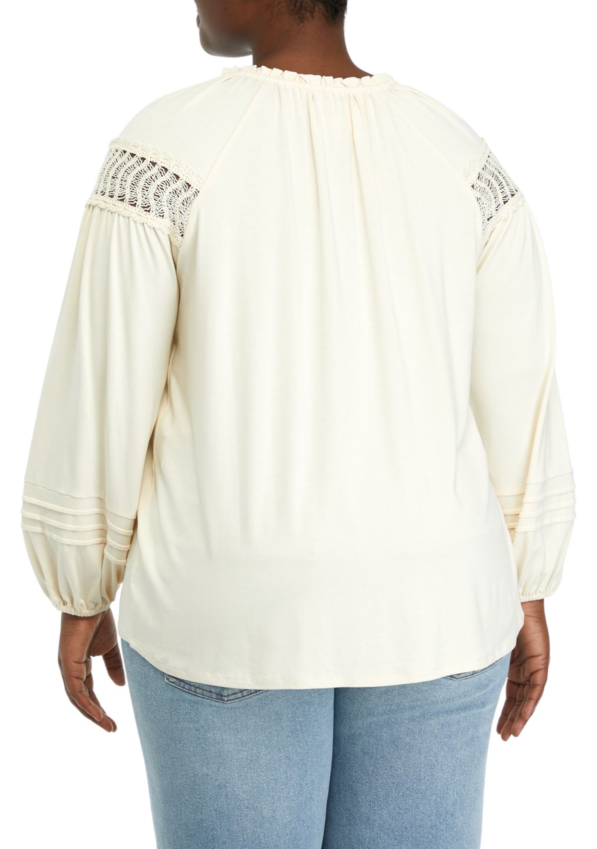 Plus Size Ruffle Neck Knit Top 