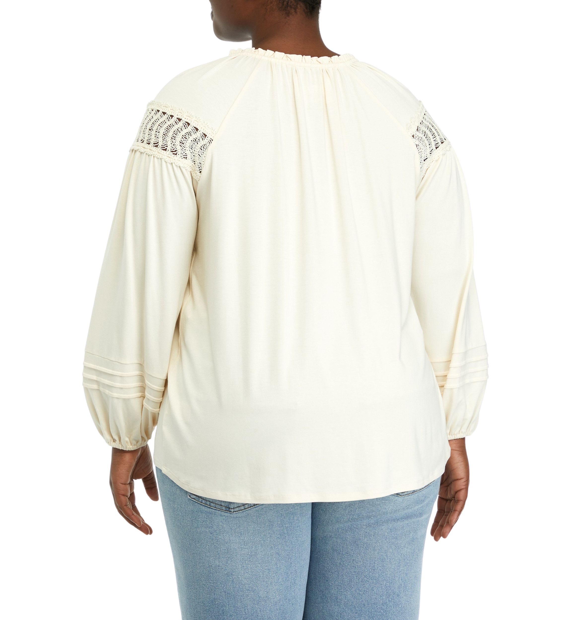 Plus Size Ruffle Neck Knit Top 