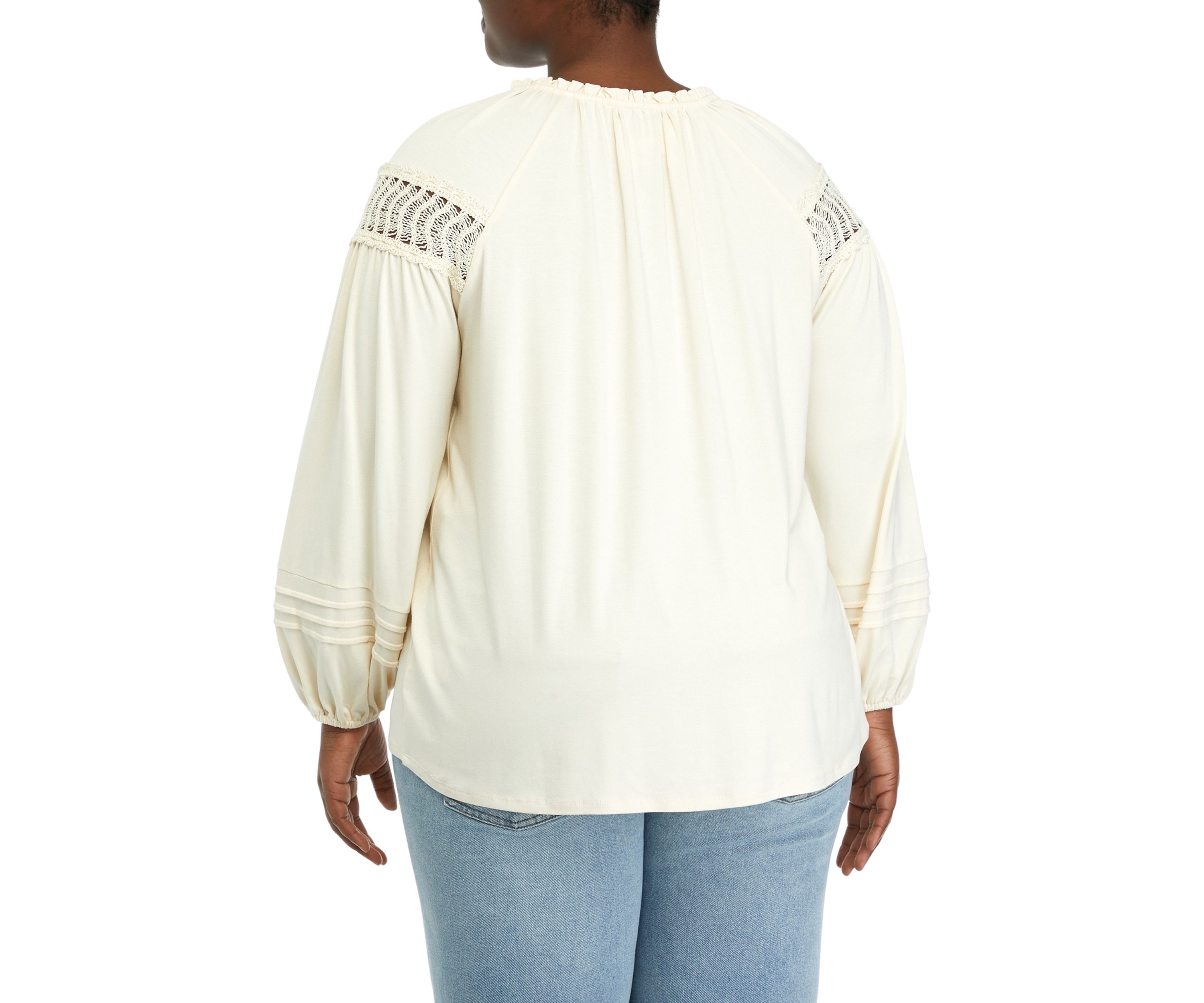 Plus Size Ruffle Neck Knit Top 