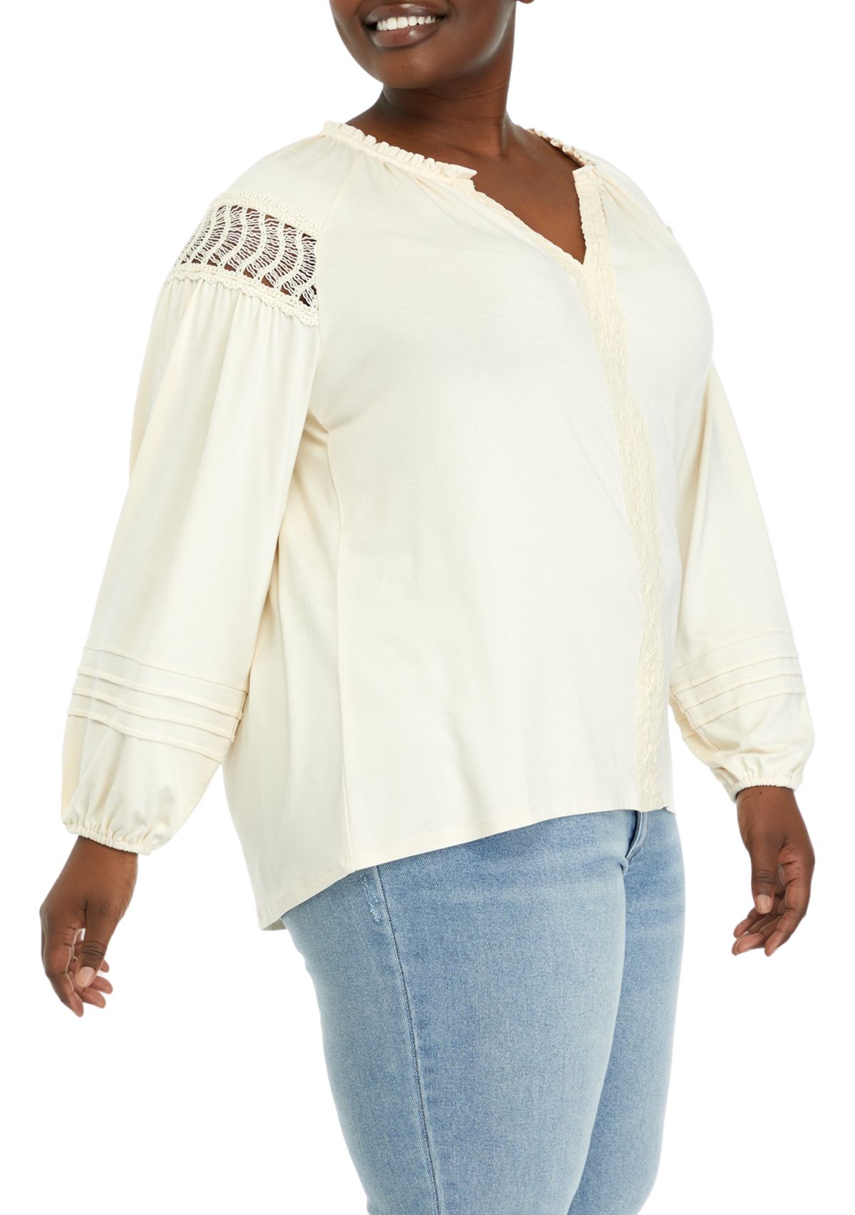 Plus Size Ruffle Neck Knit Top 