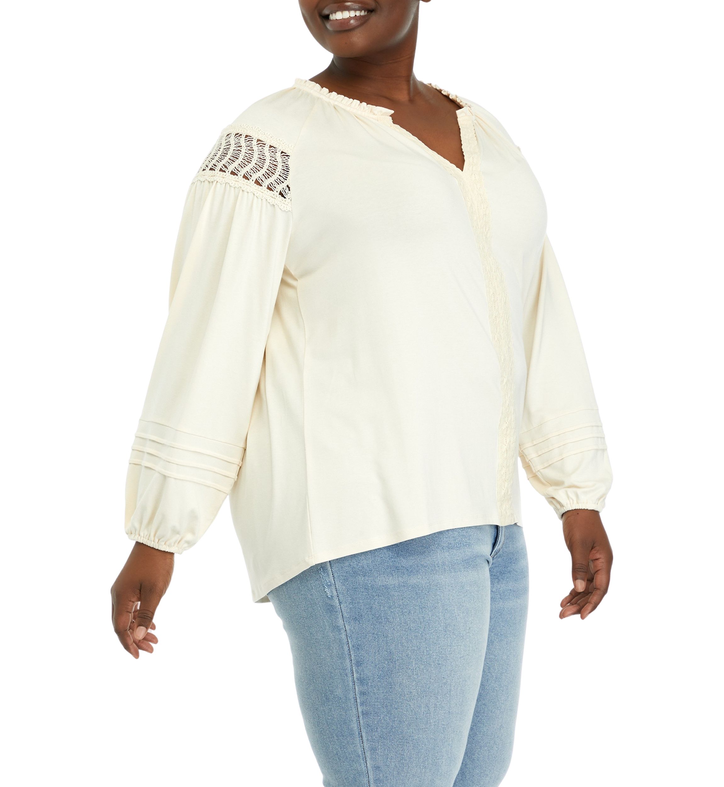 Plus Size Ruffle Neck Knit Top 