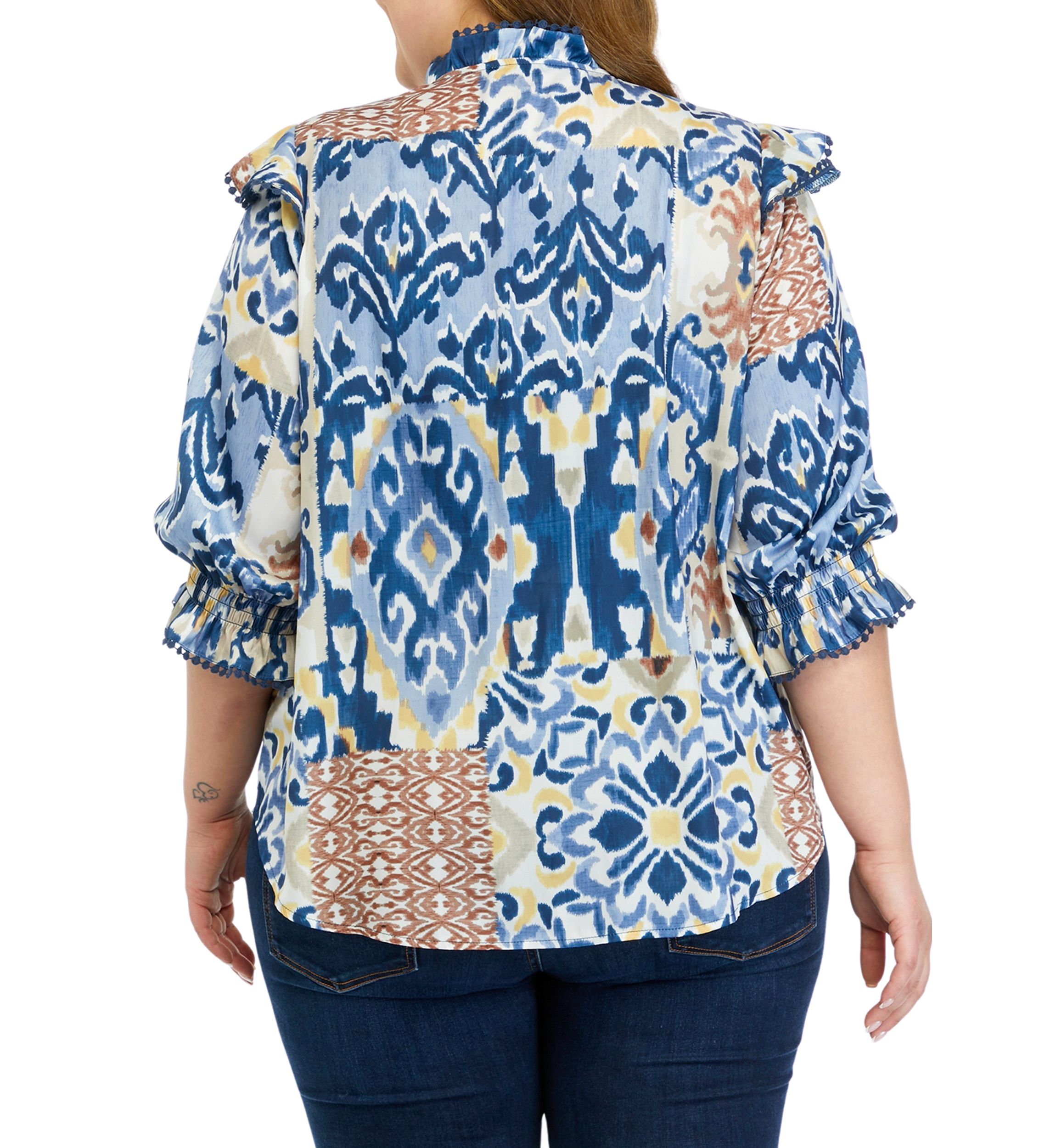 Plus Size Ruffle Trim Blouse