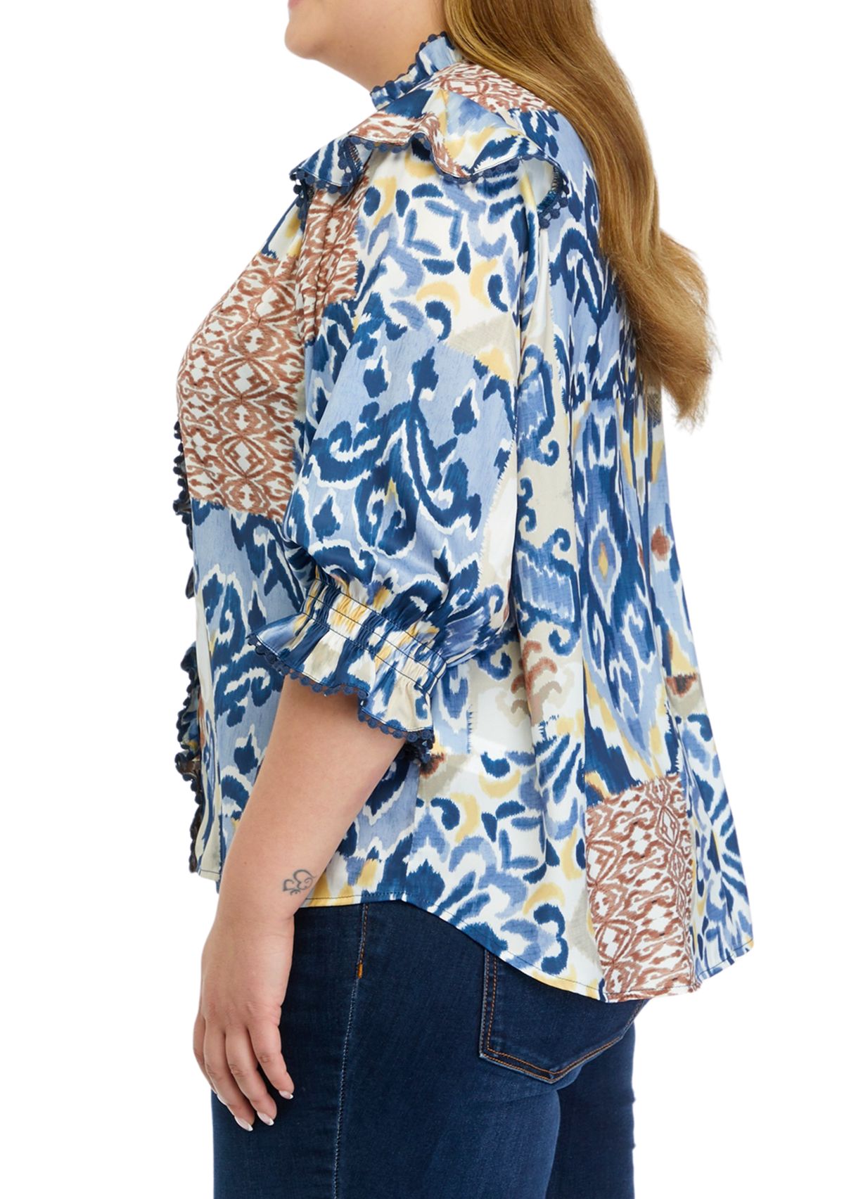 Cupio Plus Size Ruffle Trim Blouse | Belk