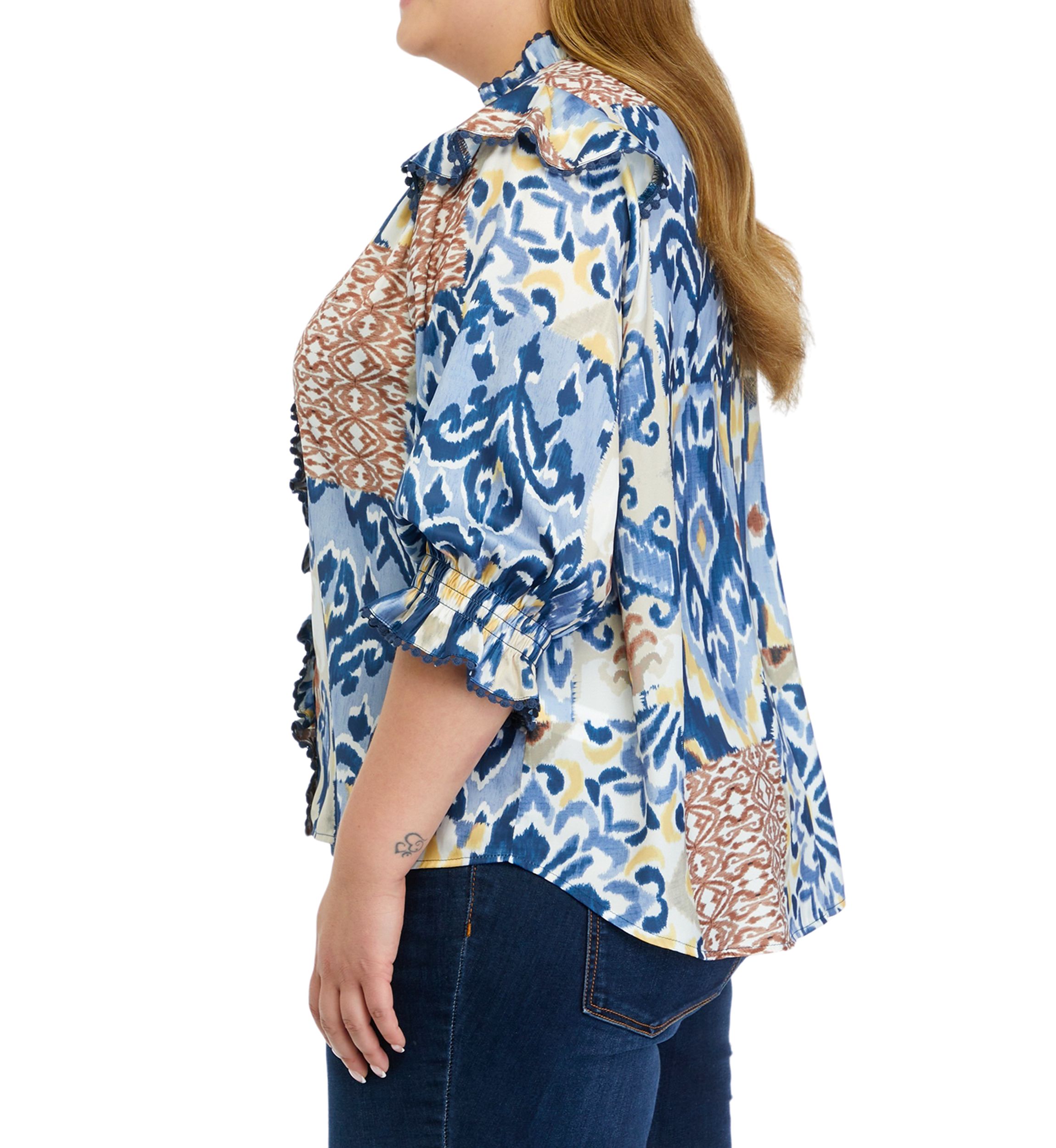 Plus Size Ruffle Trim Blouse