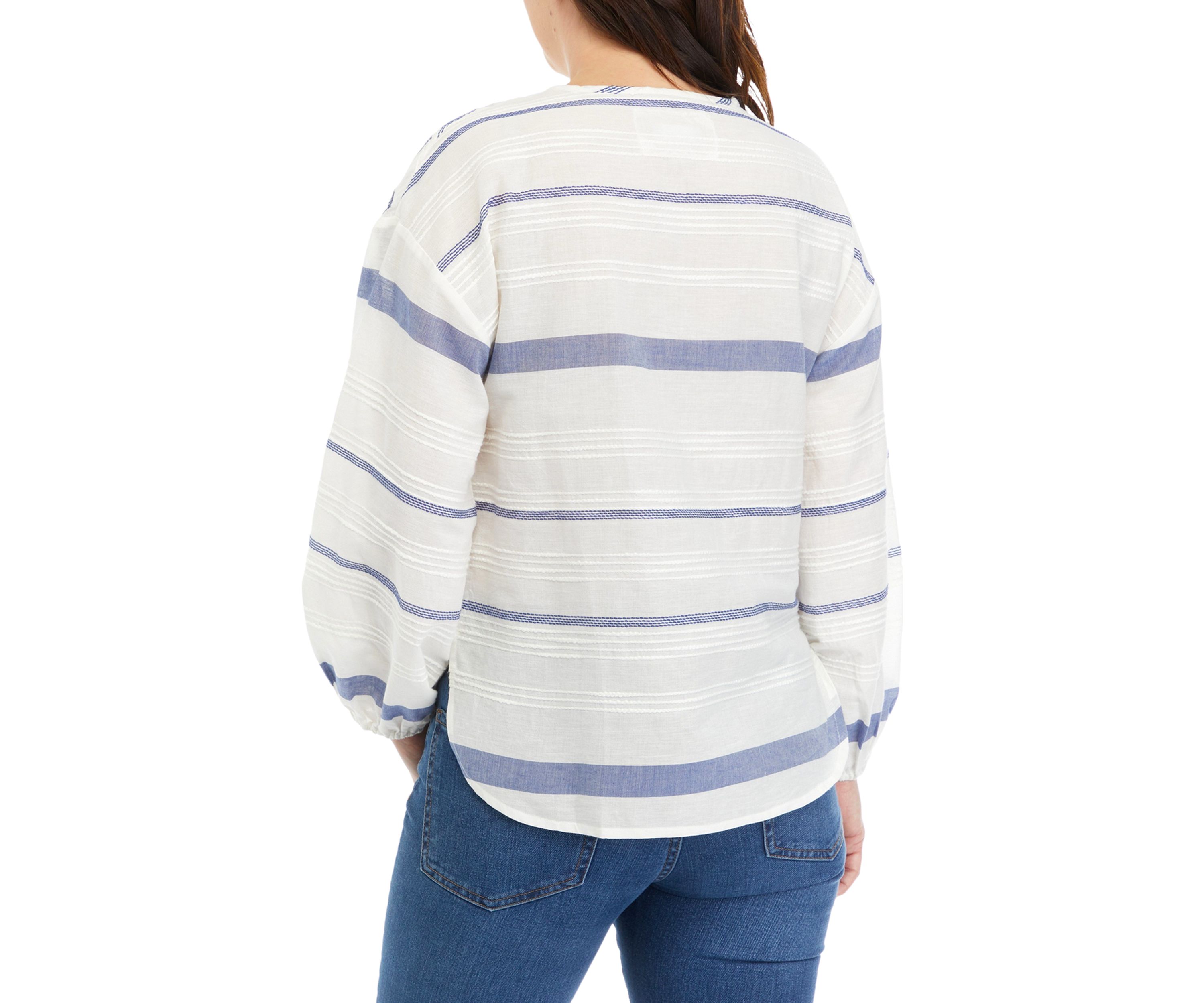 Womens Embroidered Stripe Blouse
