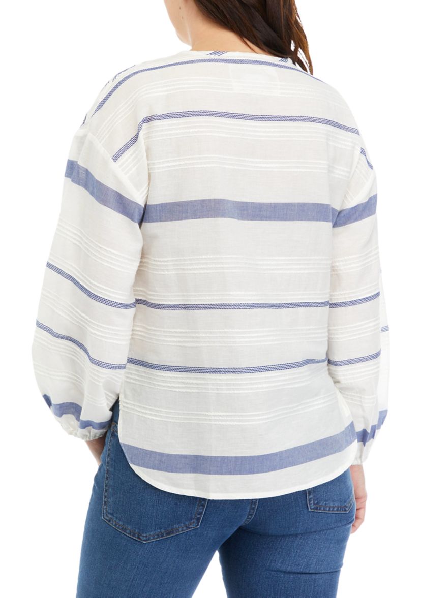 Womens Embroidered Stripe Blouse