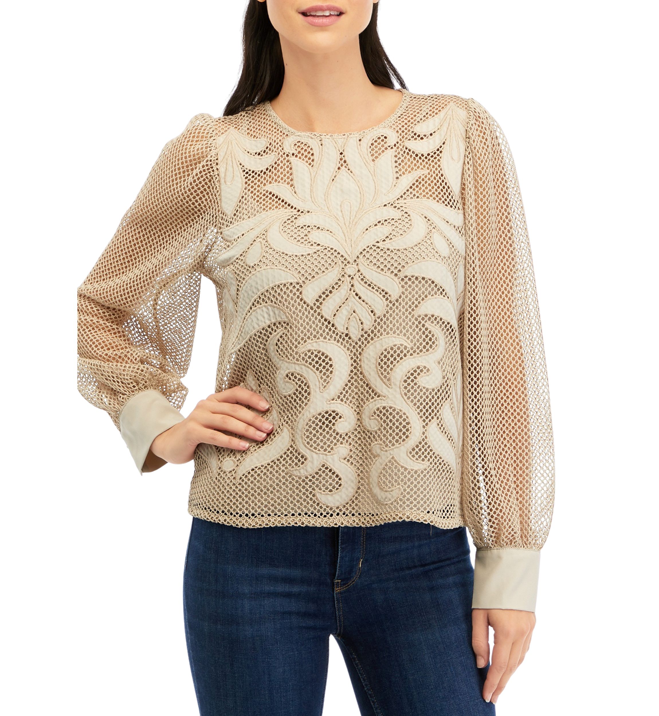 Womens Long Sleeve Lace Blouse