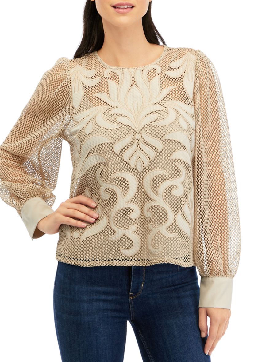 Womens Long Sleeve Lace Blouse