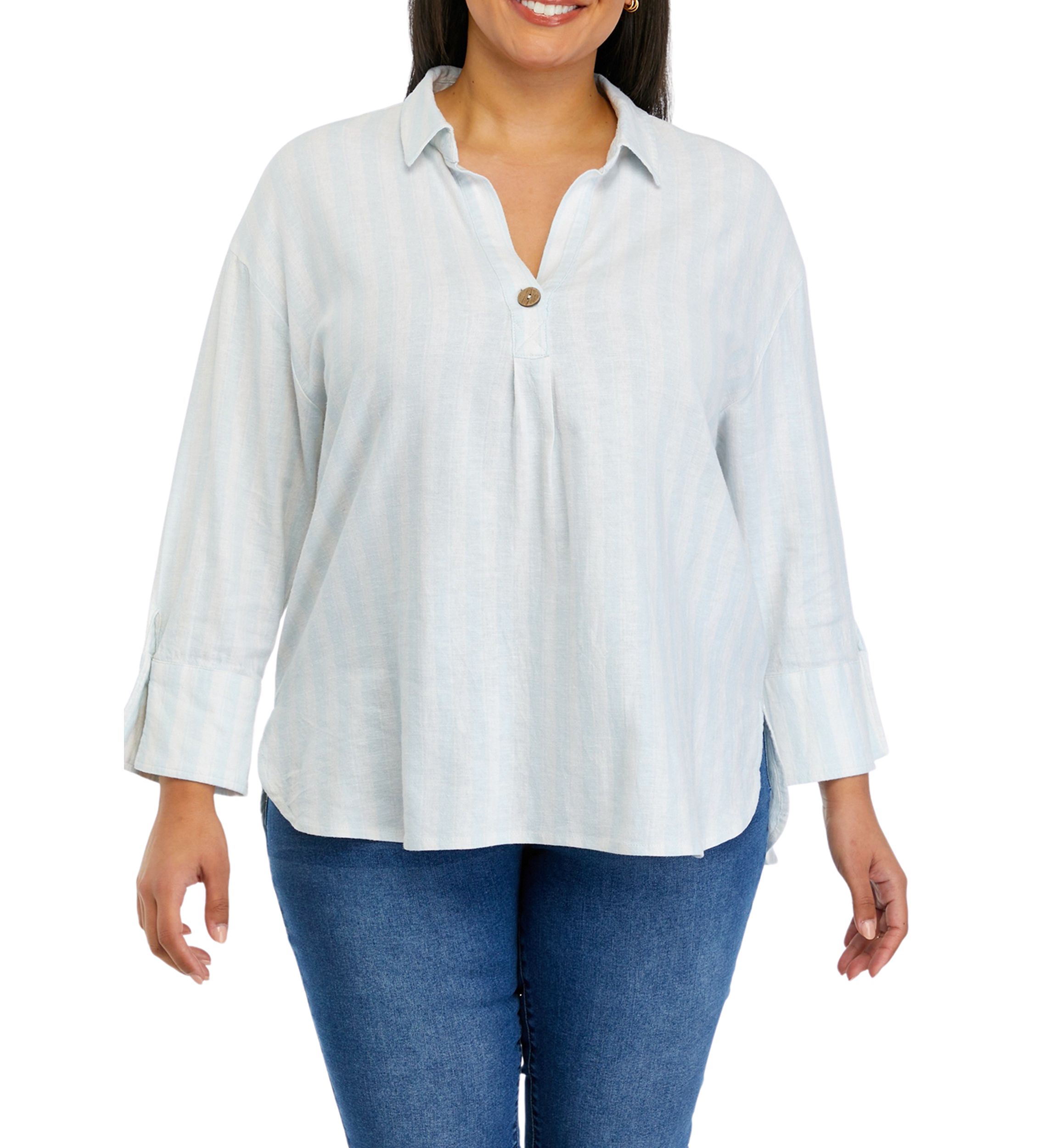 Plus Size 3-Button Tunic 