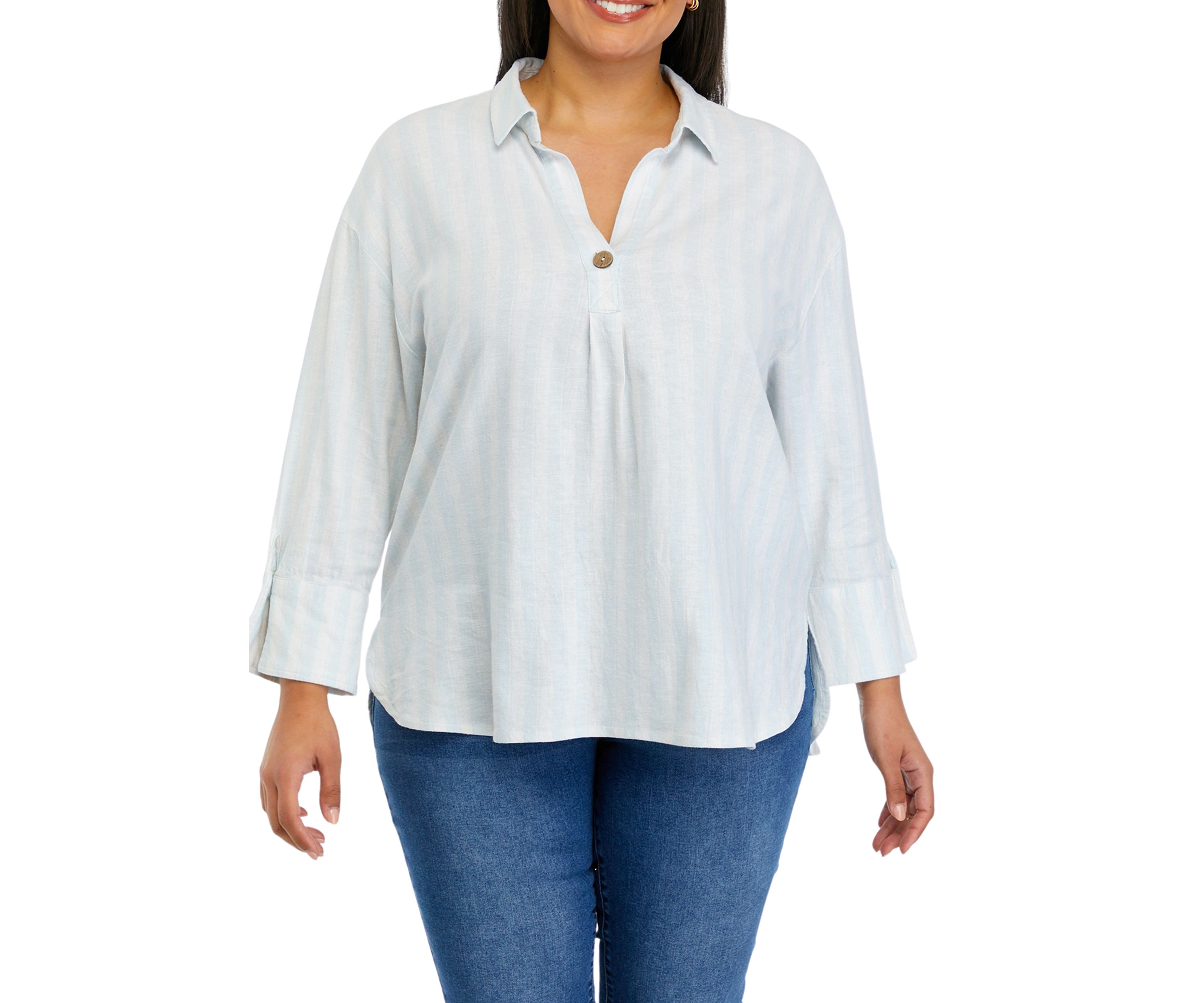 Plus Size 3-Button Tunic 