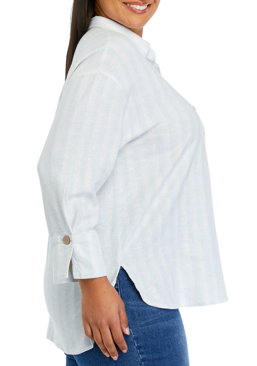 Plus Size 3-Button Tunic 
