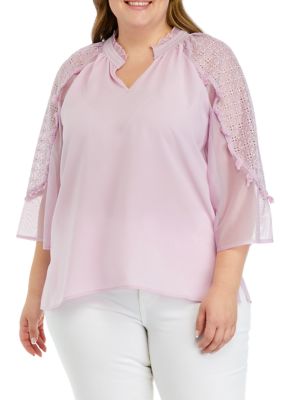 Cupio Women's Plus Size Flare Sleeve Top, 1X