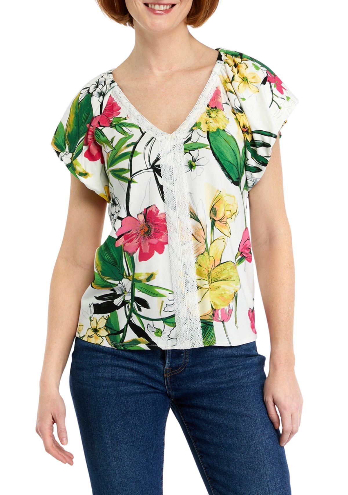 Womens Flutter Bubble Sleeve Top 