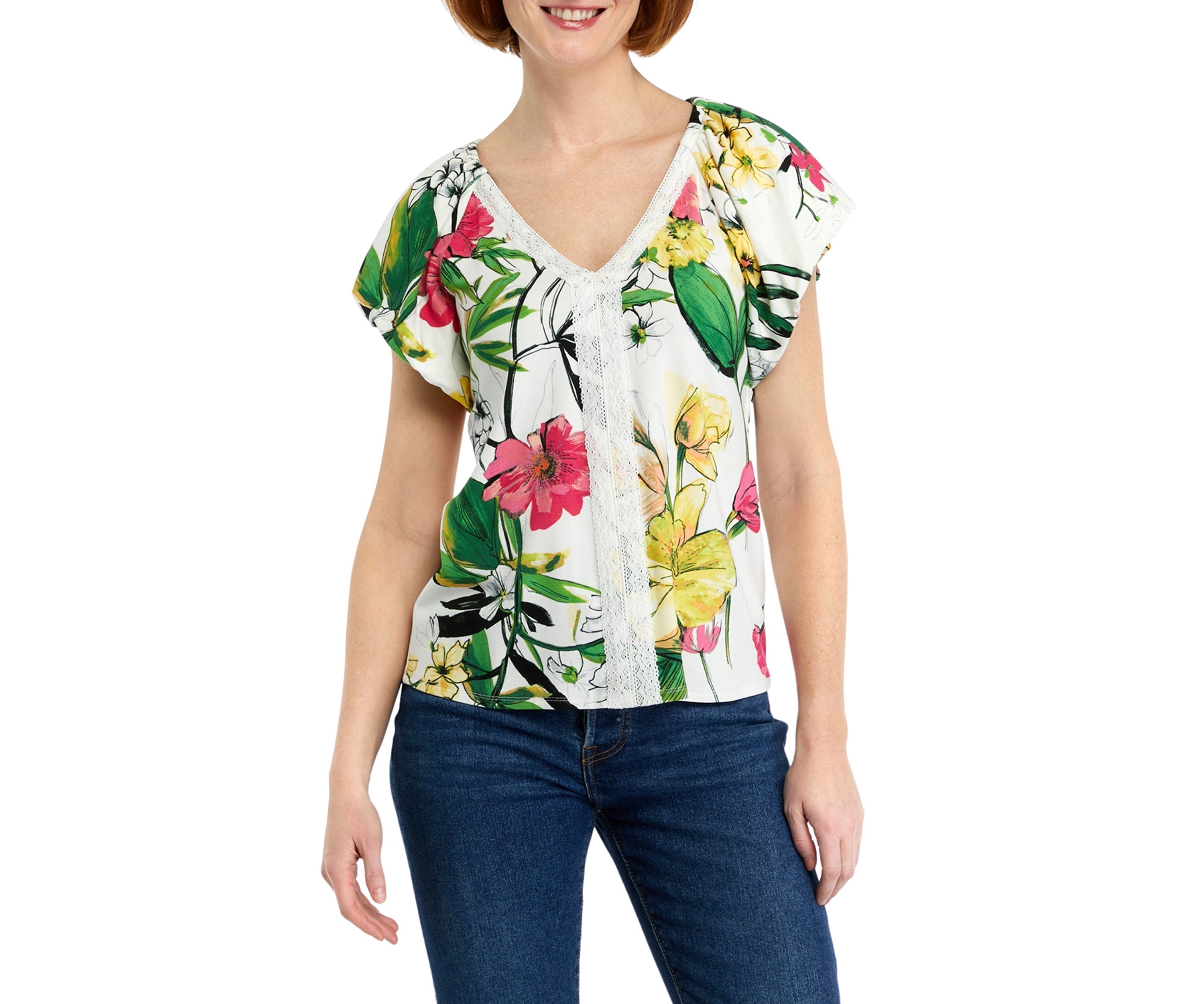 Womens Flutter Bubble Sleeve Top 