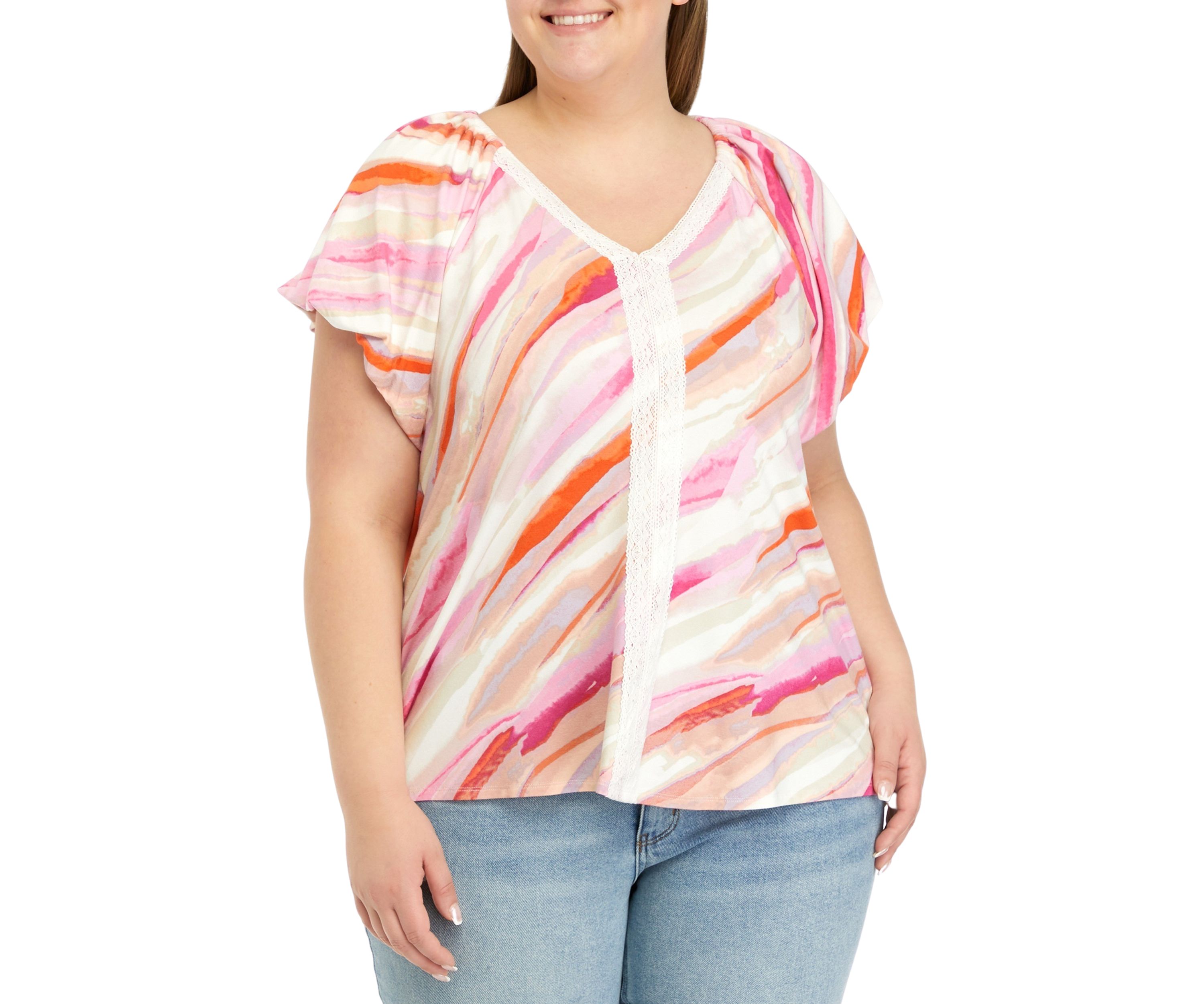 Plus Size Flutter Sleeve Top