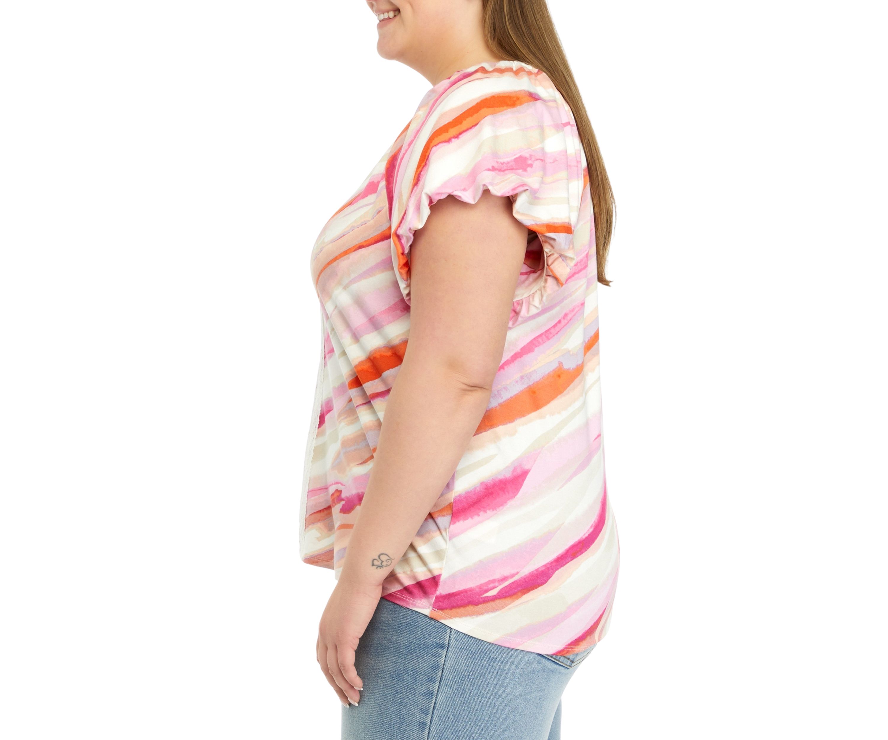 Plus Size Flutter Sleeve Top