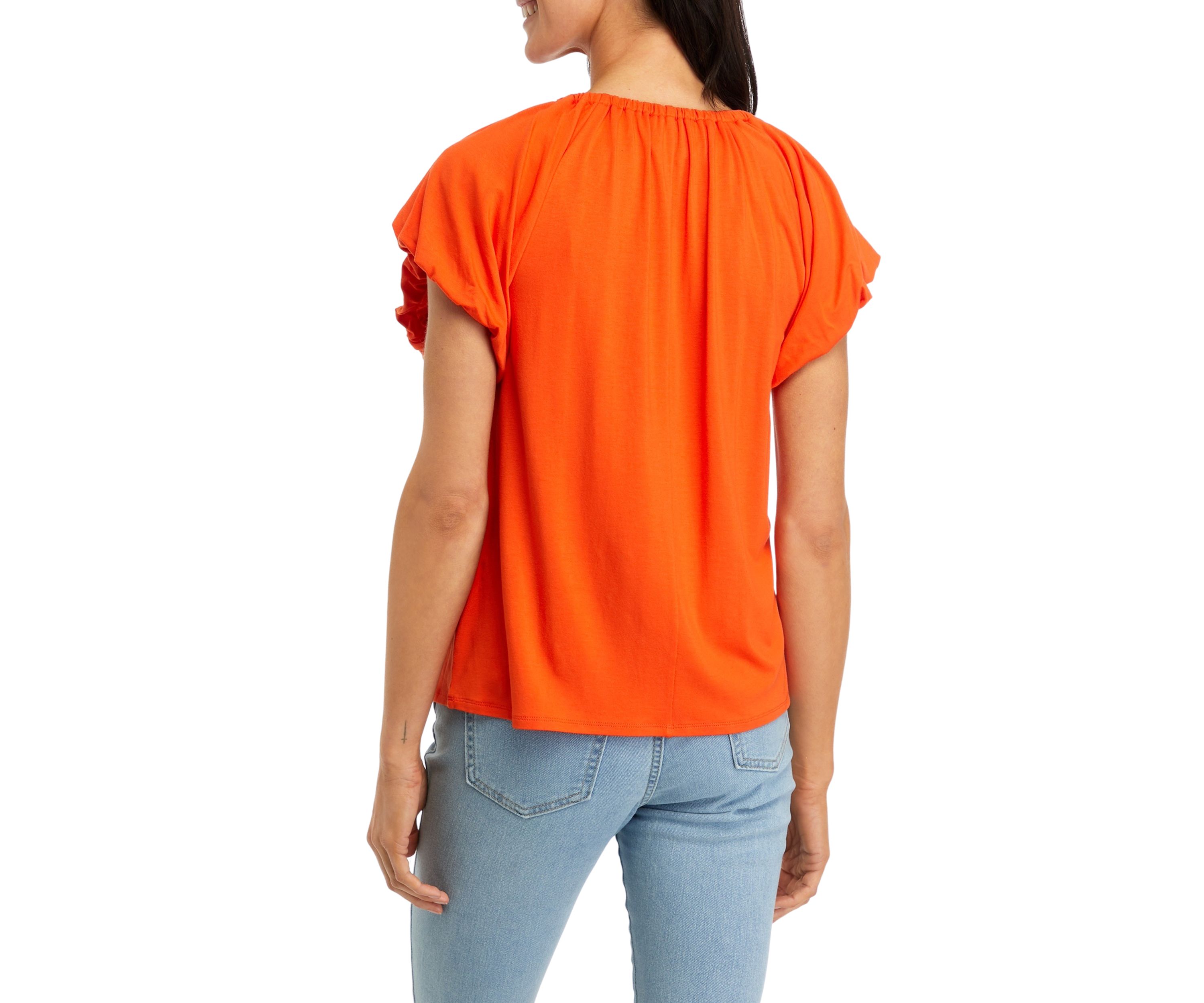 Womens Flutter Sleeve Knit Top