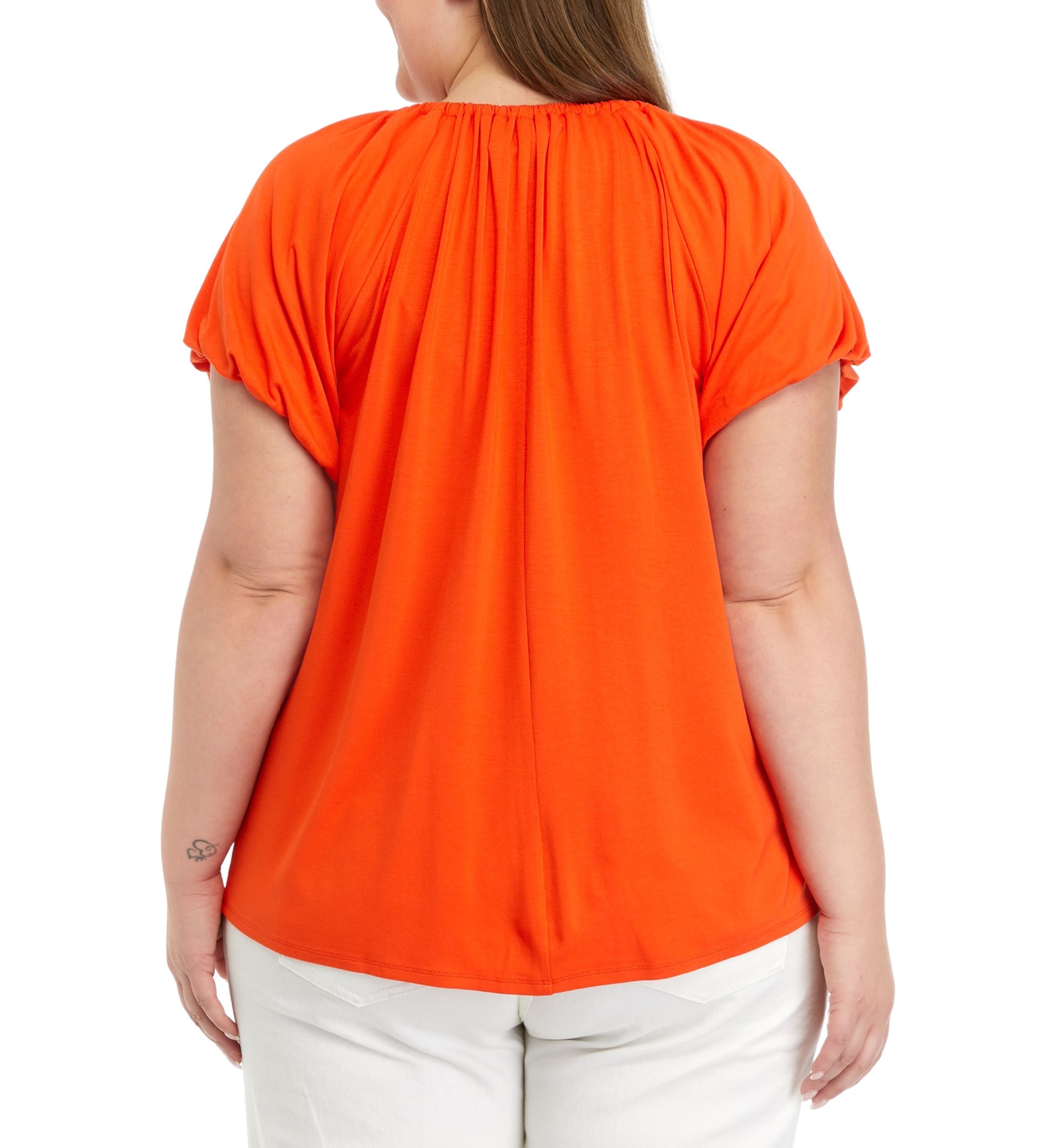 Plus Size Solid Flutter Sleeve Top