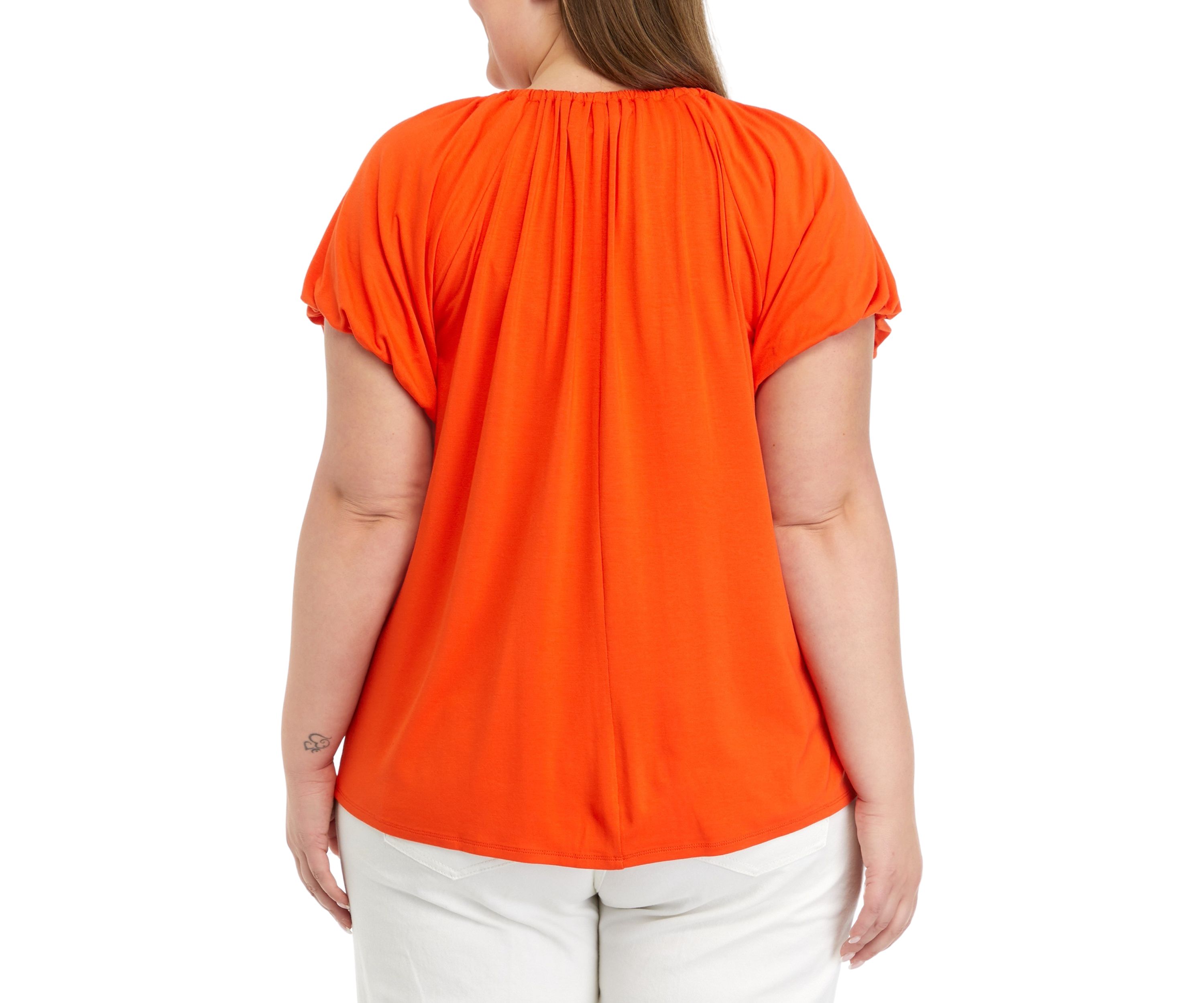 Plus Size Solid Flutter Sleeve Top