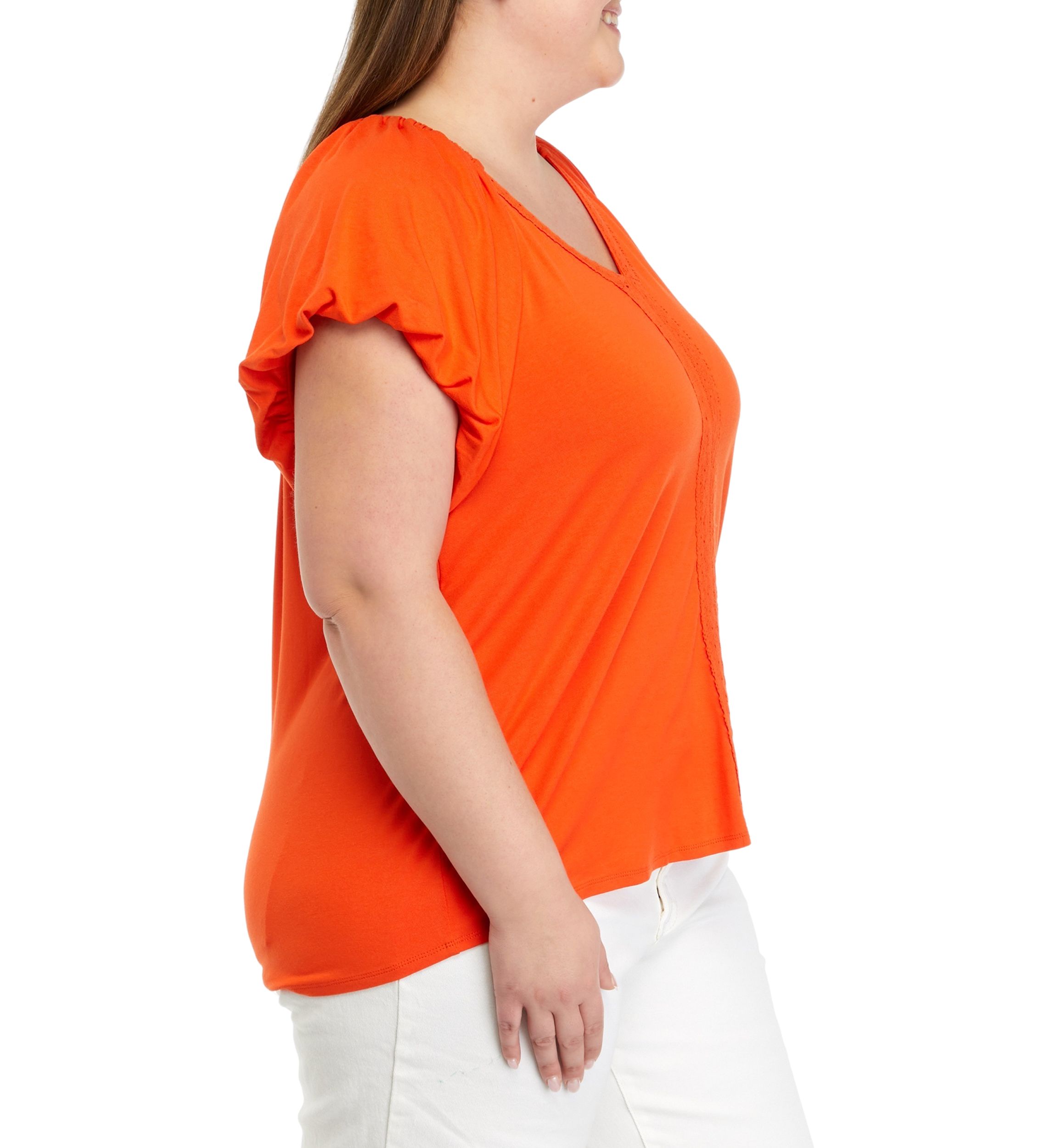 Plus Size Solid Flutter Sleeve Top