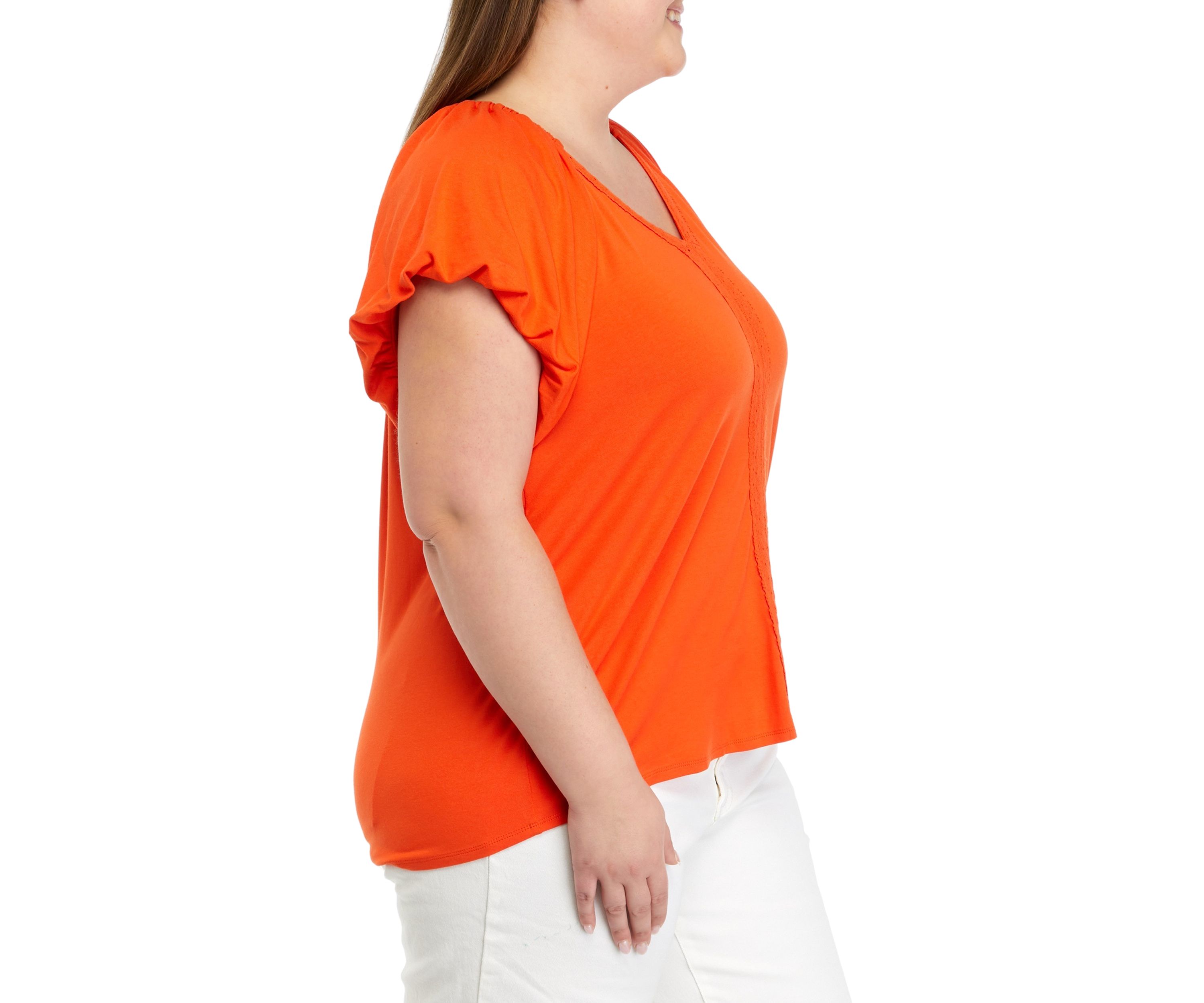 Plus Size Solid Flutter Sleeve Top