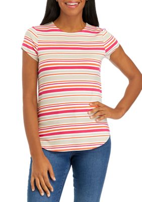 Cupio Women's Short Sleeve Julianna Crepe T-Shirt, Pink, Small