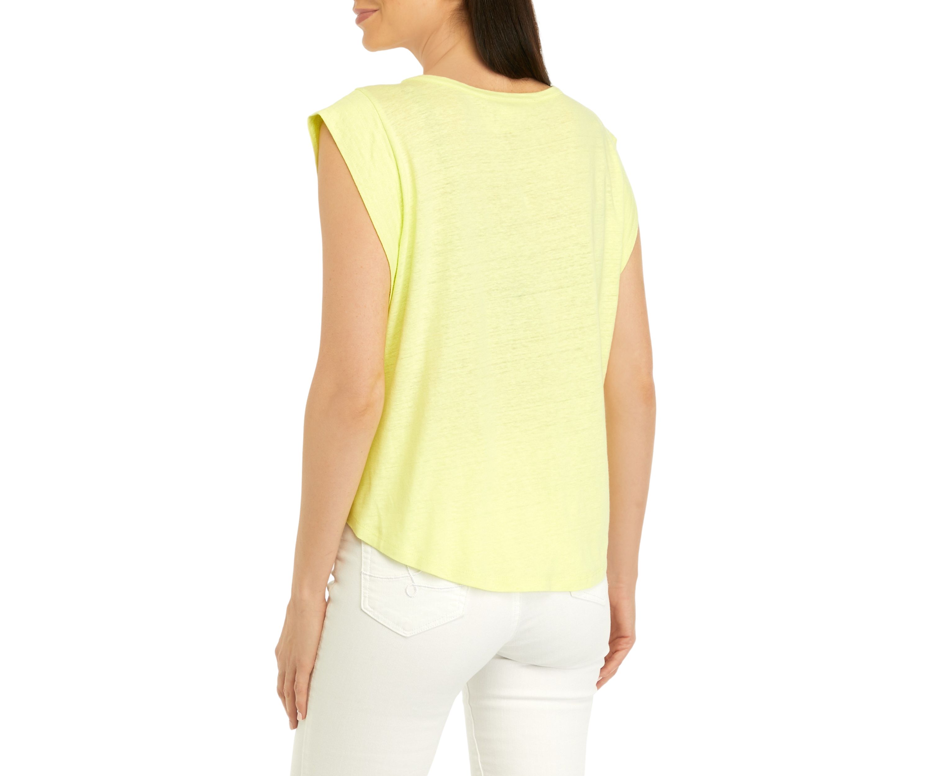 Womens Sleeveless Knit Linen T-Shirt