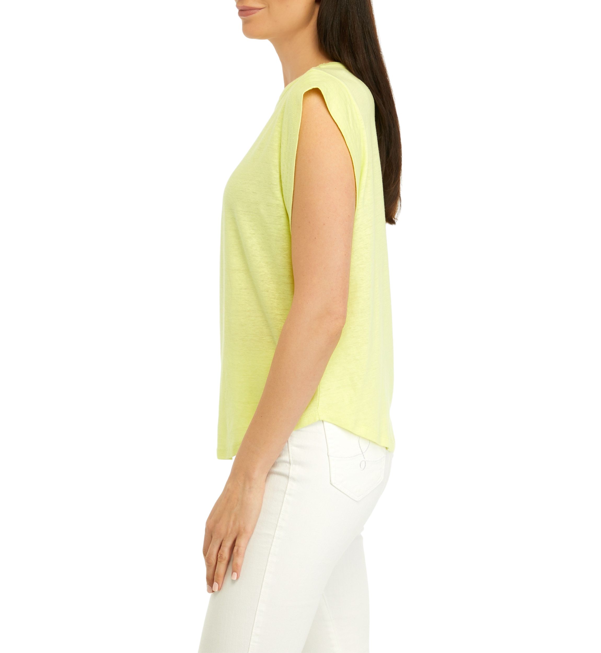 Womens Sleeveless Knit Linen T-Shirt