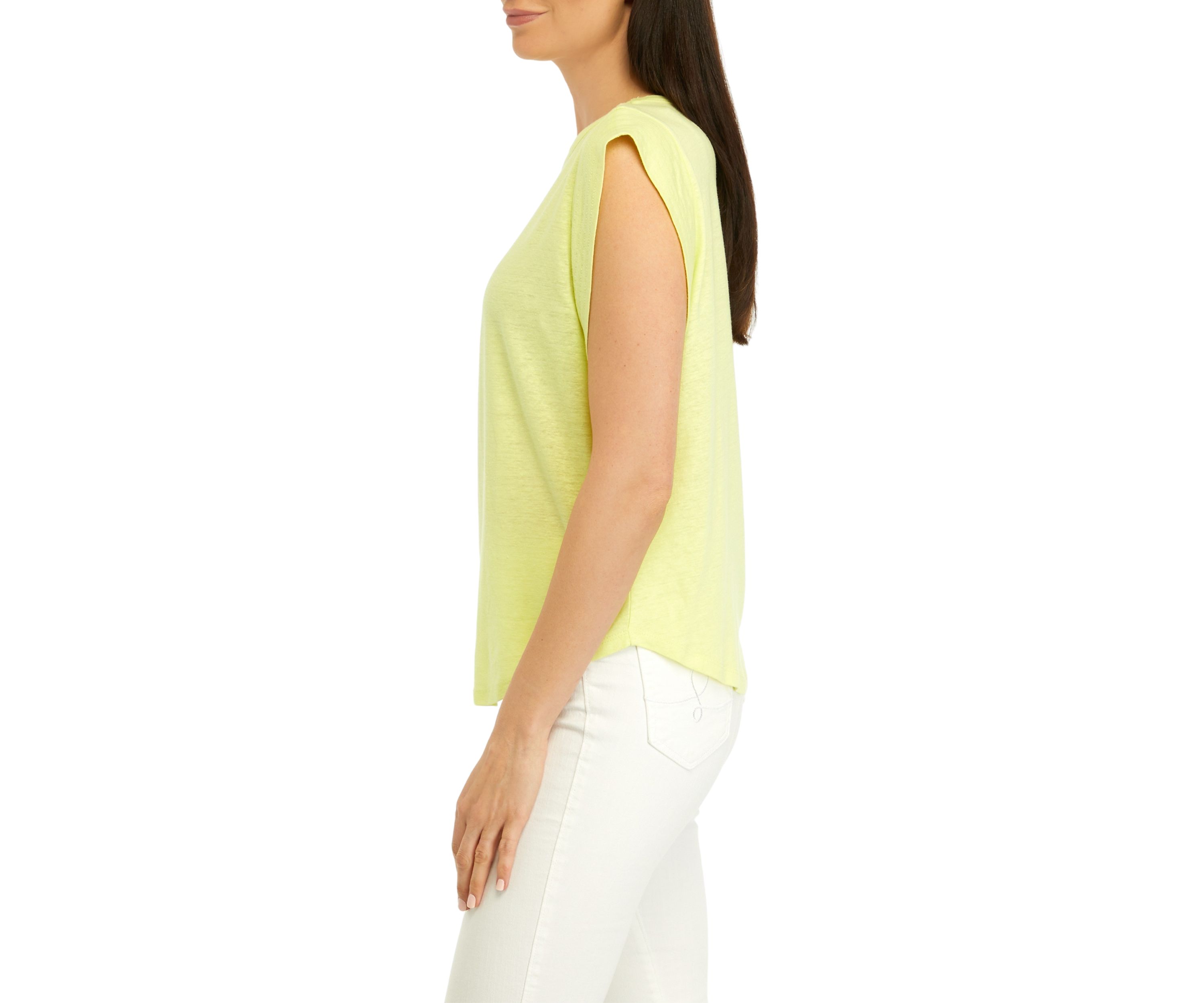 Womens Sleeveless Knit Linen T-Shirt