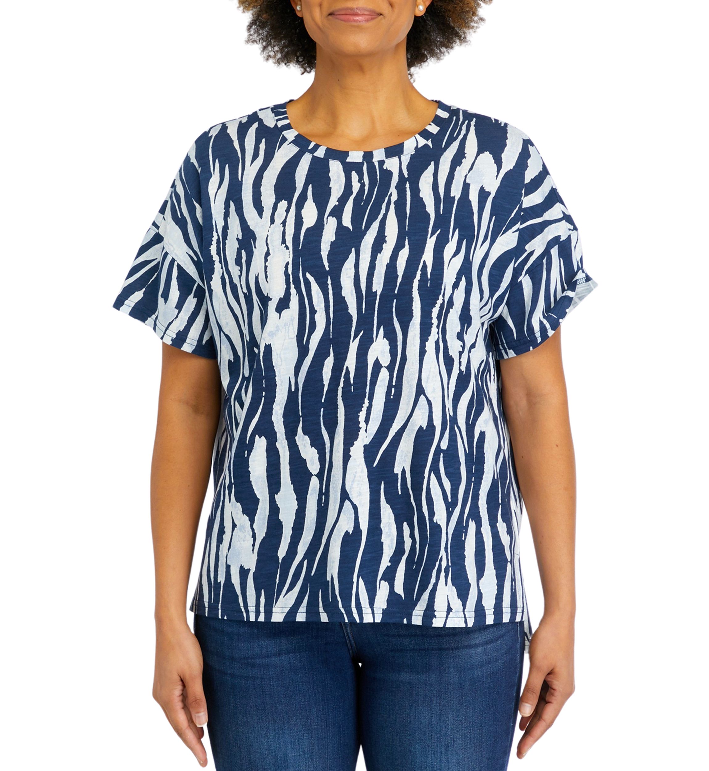 Womens Printed Slub Knit Top