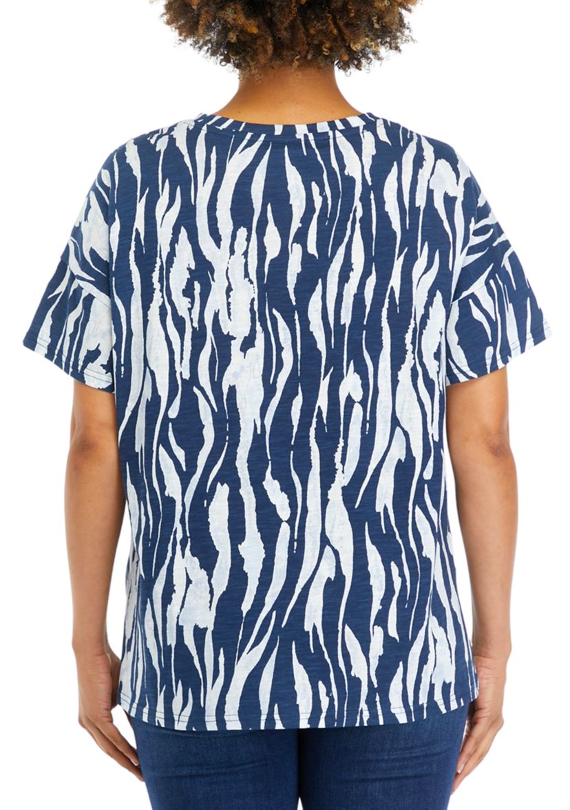 Womens Printed Slub Knit Top