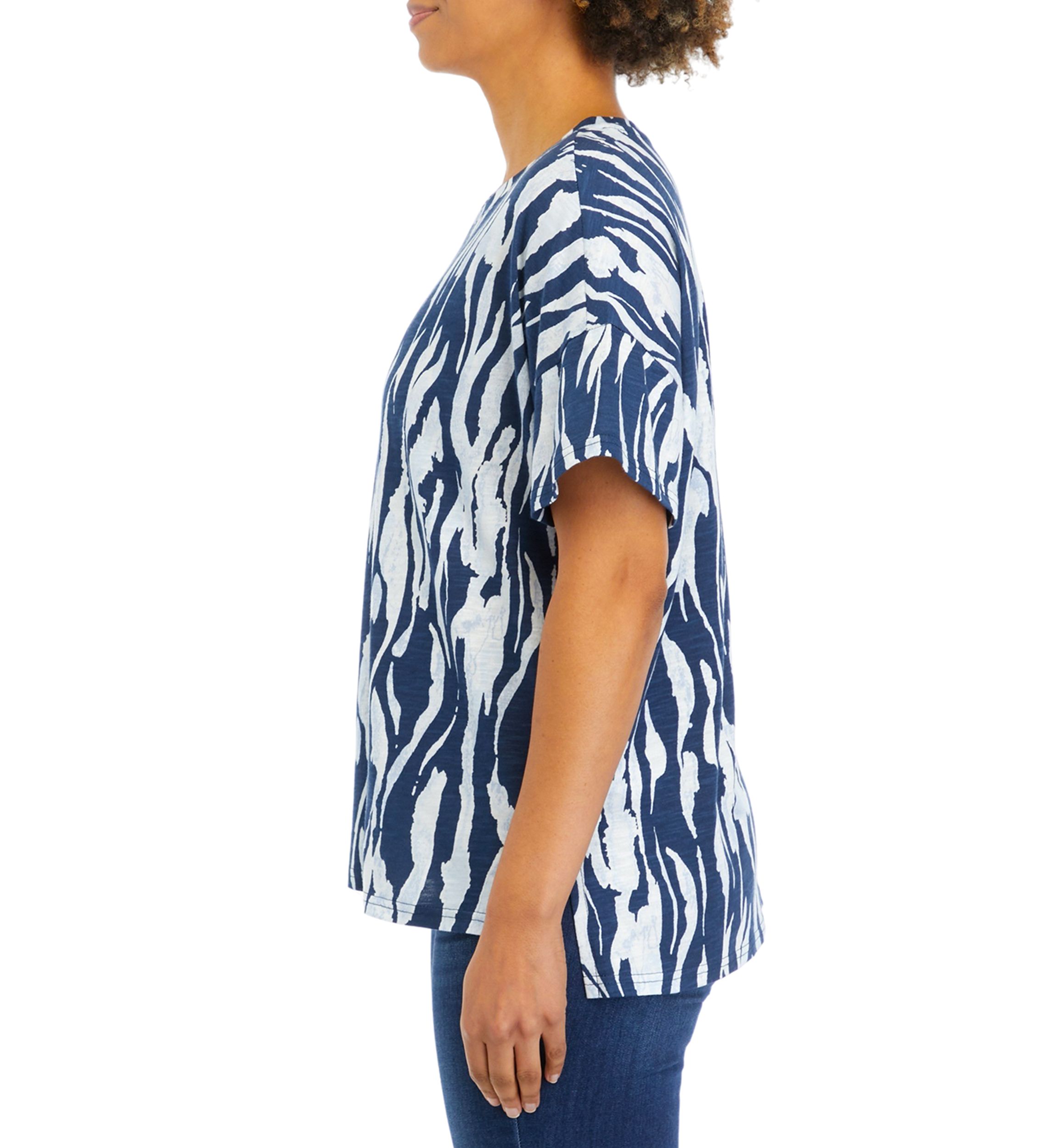 Womens Printed Slub Knit Top
