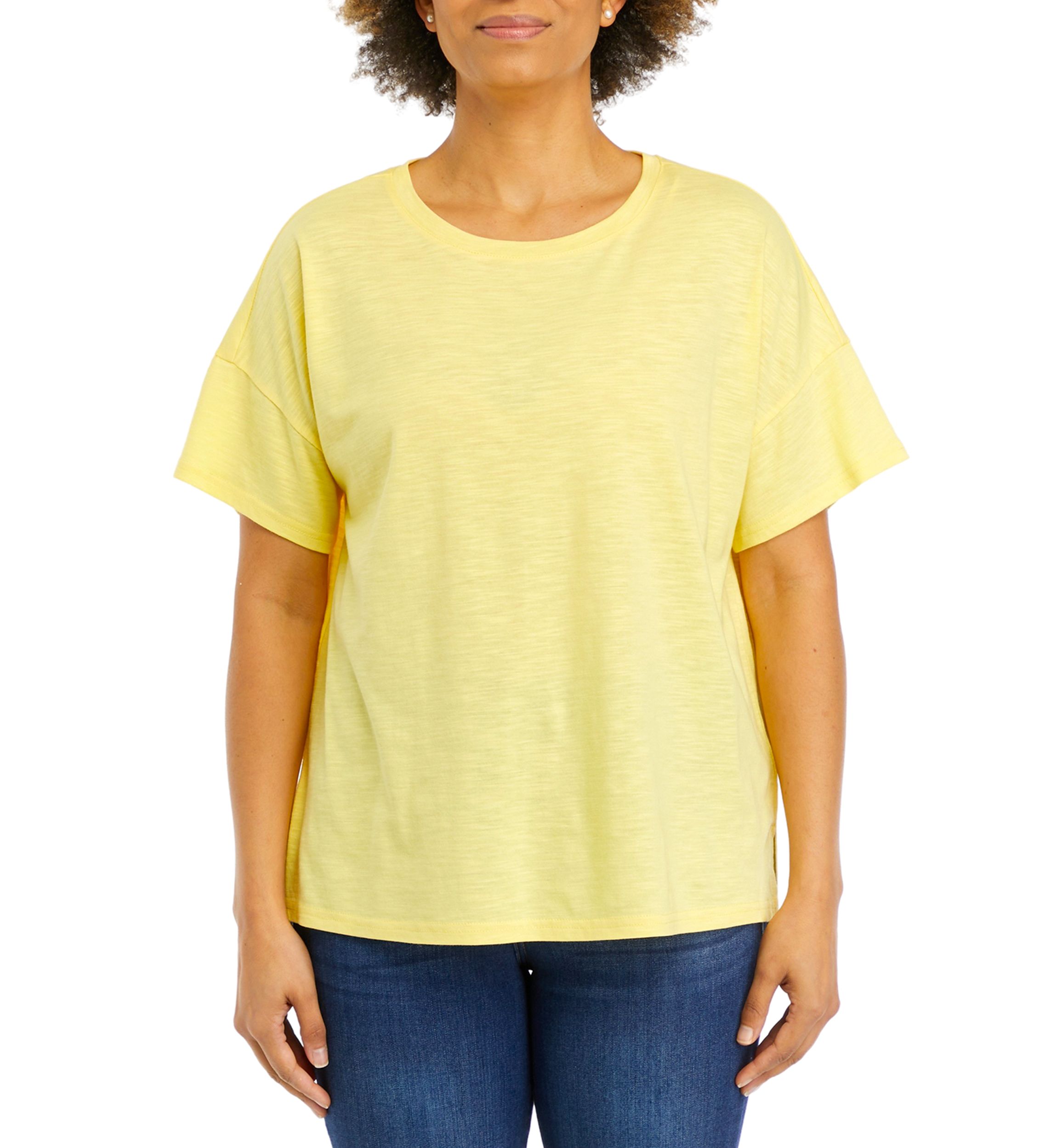 Womens Solid Slub Knit Top