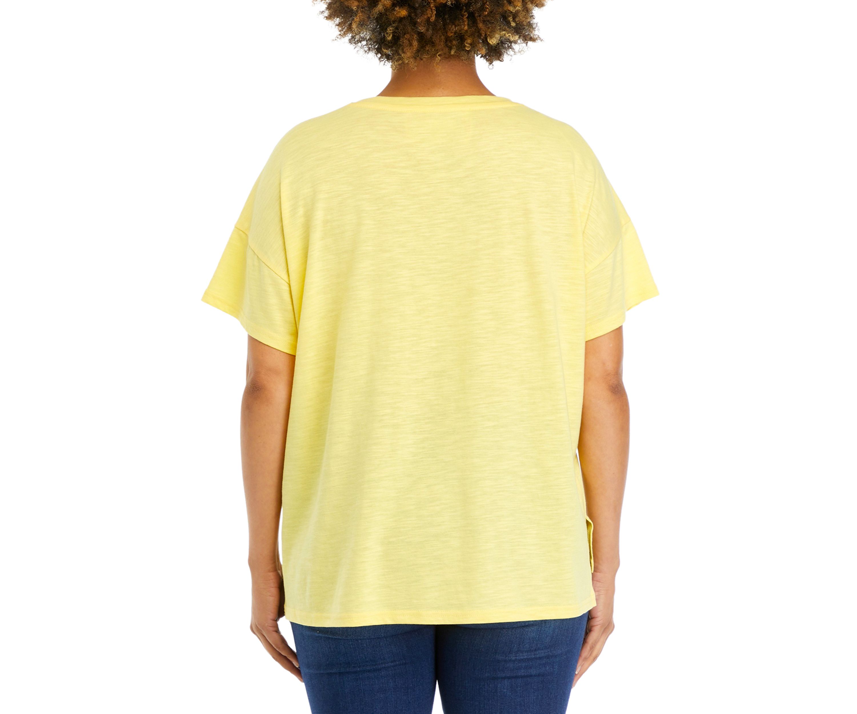 Womens Solid Slub Knit Top