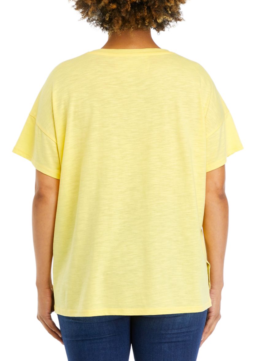 Womens Solid Slub Knit Top